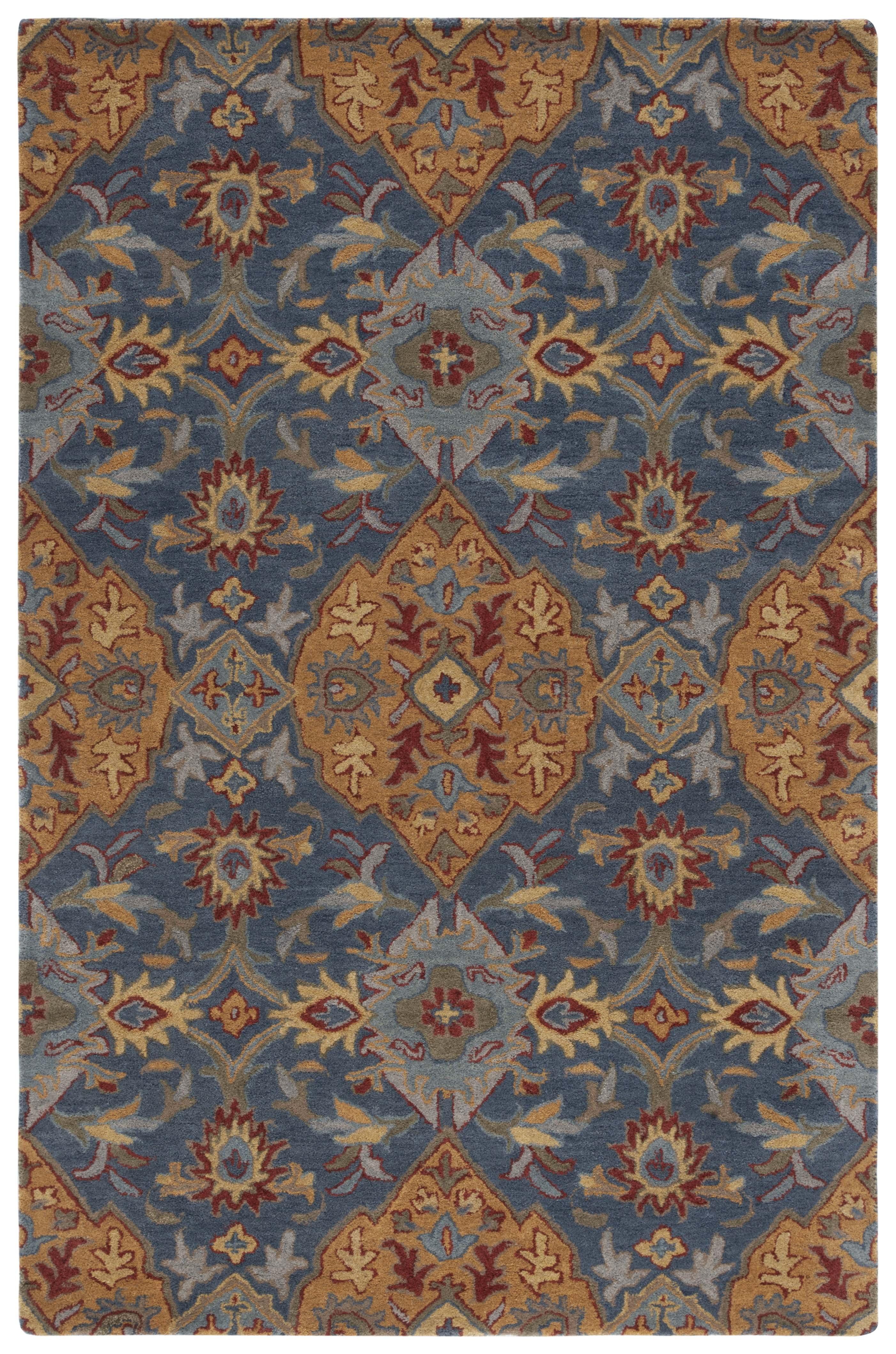 Heritage HG653 Handmade Area Rug - 4'x6' - Navy/Gold - Safavieh