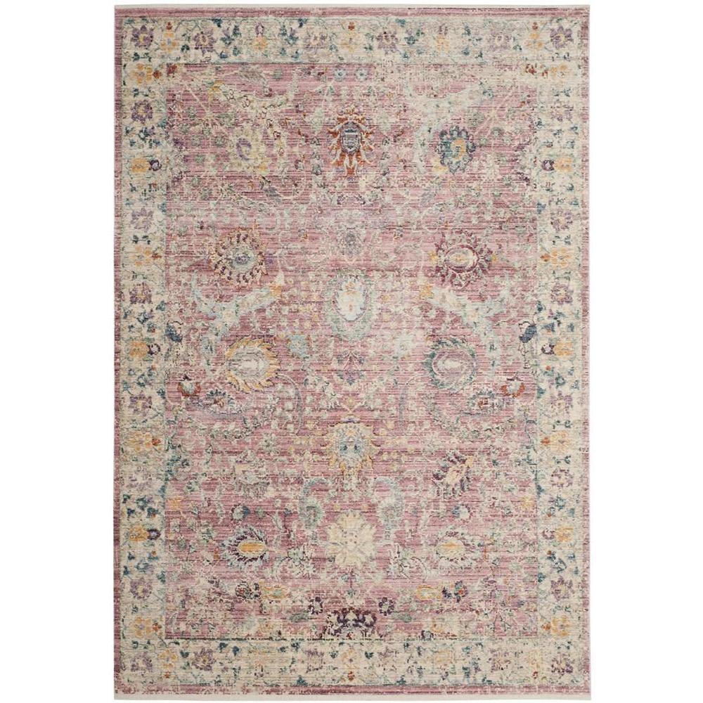 Elegant Rose & Cream 4' Square Hand-Knotted Illusion Area Rug