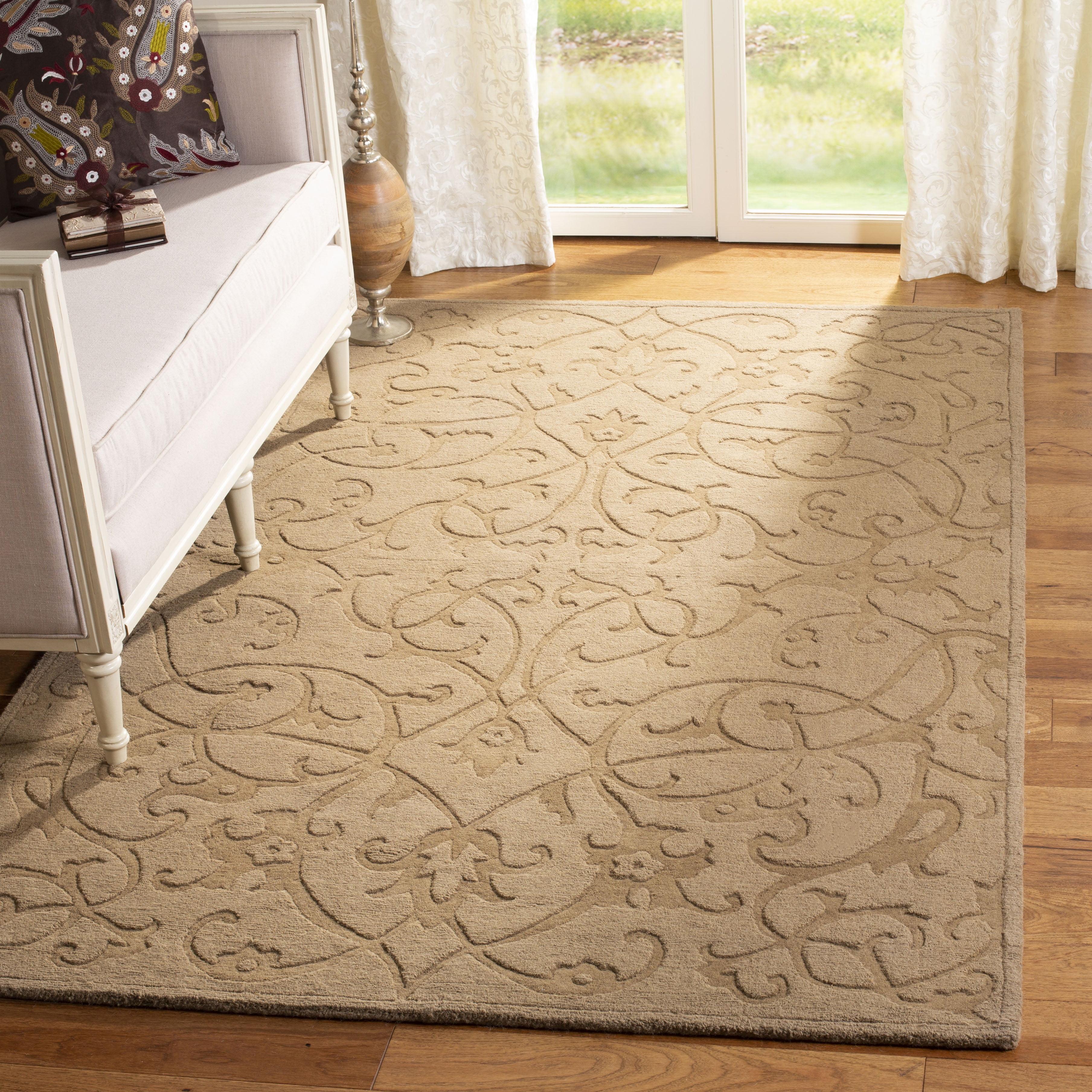 Light Brown Hand-Tufted Wool Rectangular Area Rug 6' x 9'