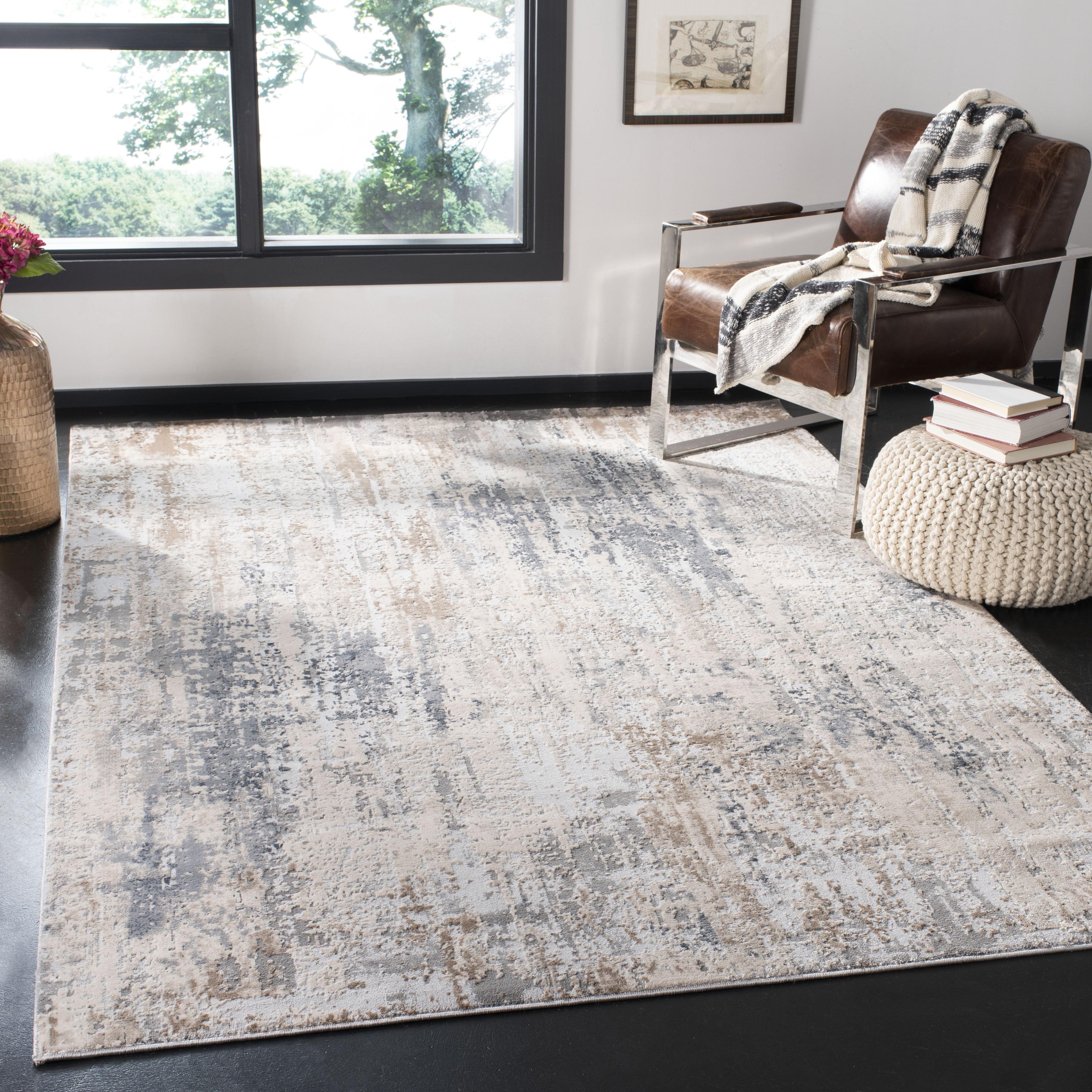 Invista INV432 Power Loomed Area Rug - Cream/Grey - 6'7"x6'7" - Safavieh.
