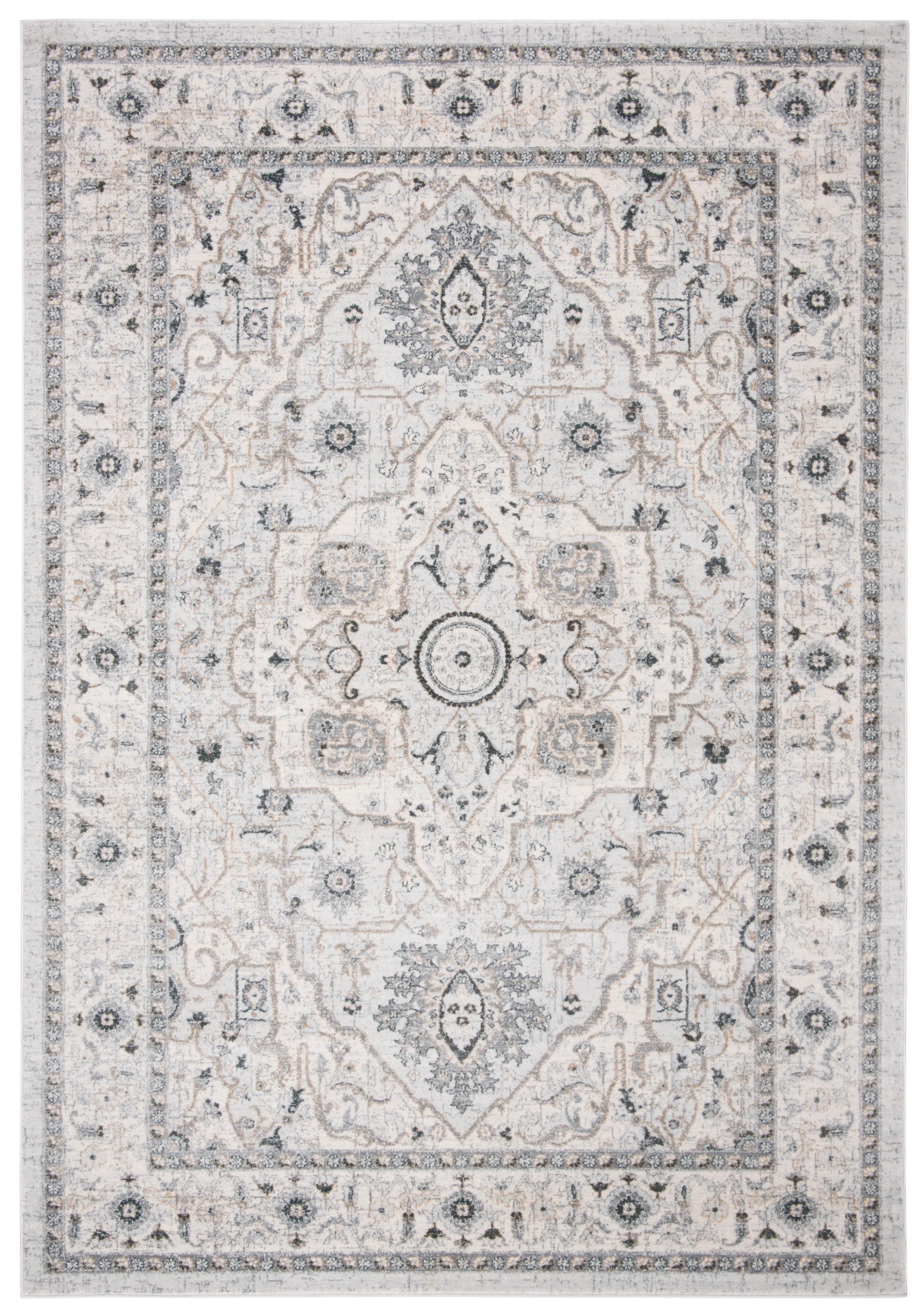 Isabella Light Grey Synthetic 8' x 10' Stain-Resistant Area Rug