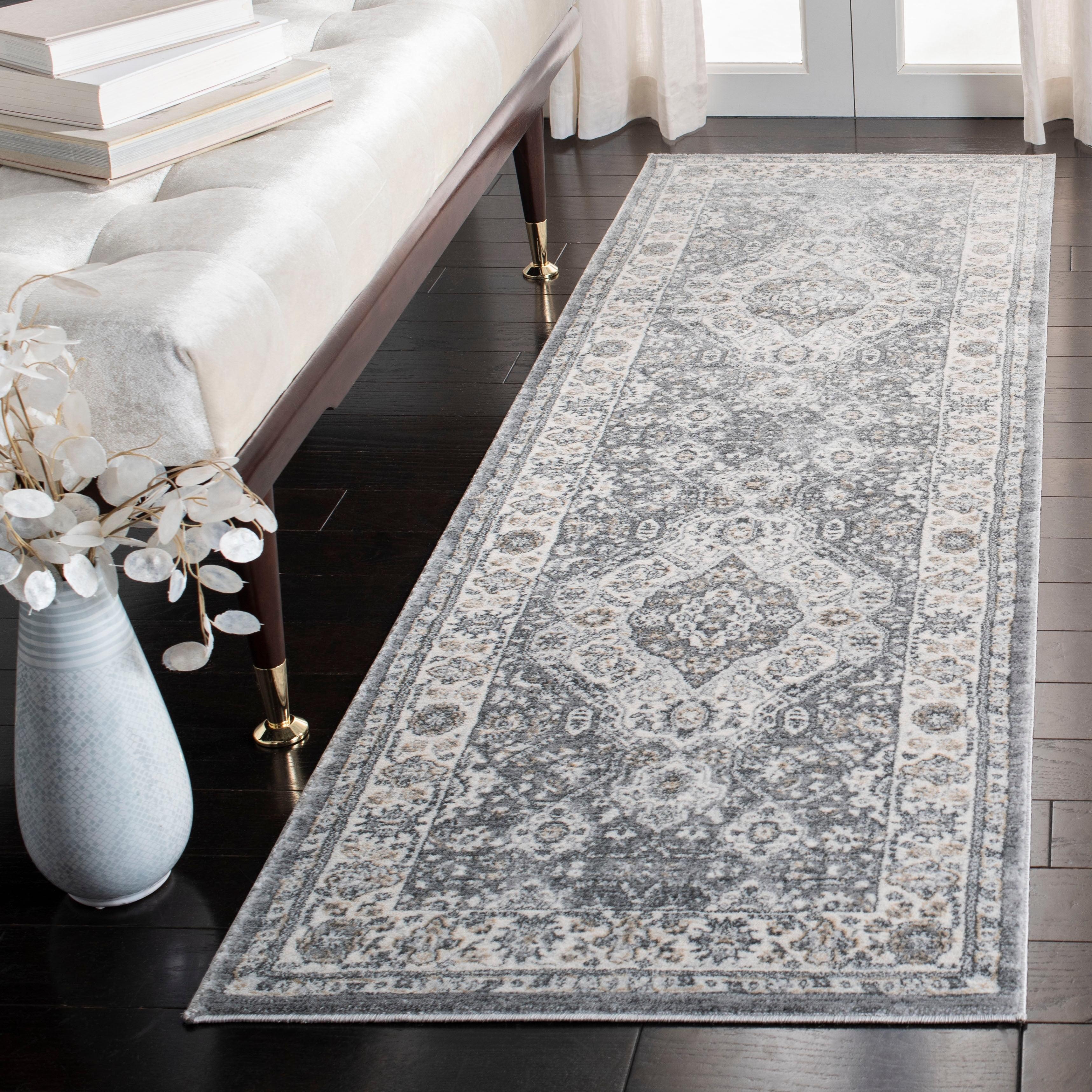 Elegant Isabella Hand-Knotted Grey Synthetic 2'2" x 11' Runner Rug