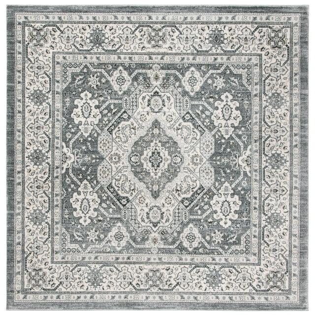 Isabella ISA916 Power Loomed Area Rug - Grey/Cream - 8'x8' - Safavieh