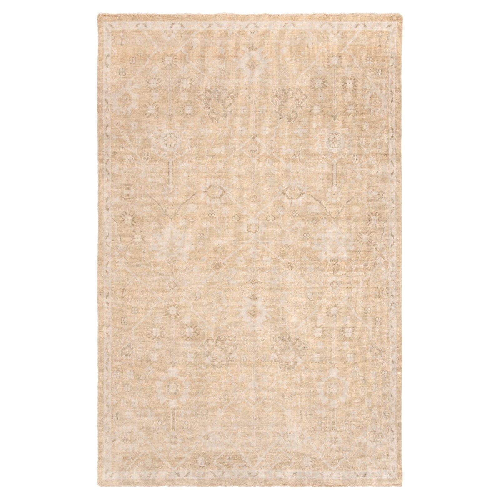 Elegant Ivory Floral Hand-Knotted Wool & Viscose 9' x 12' Rug