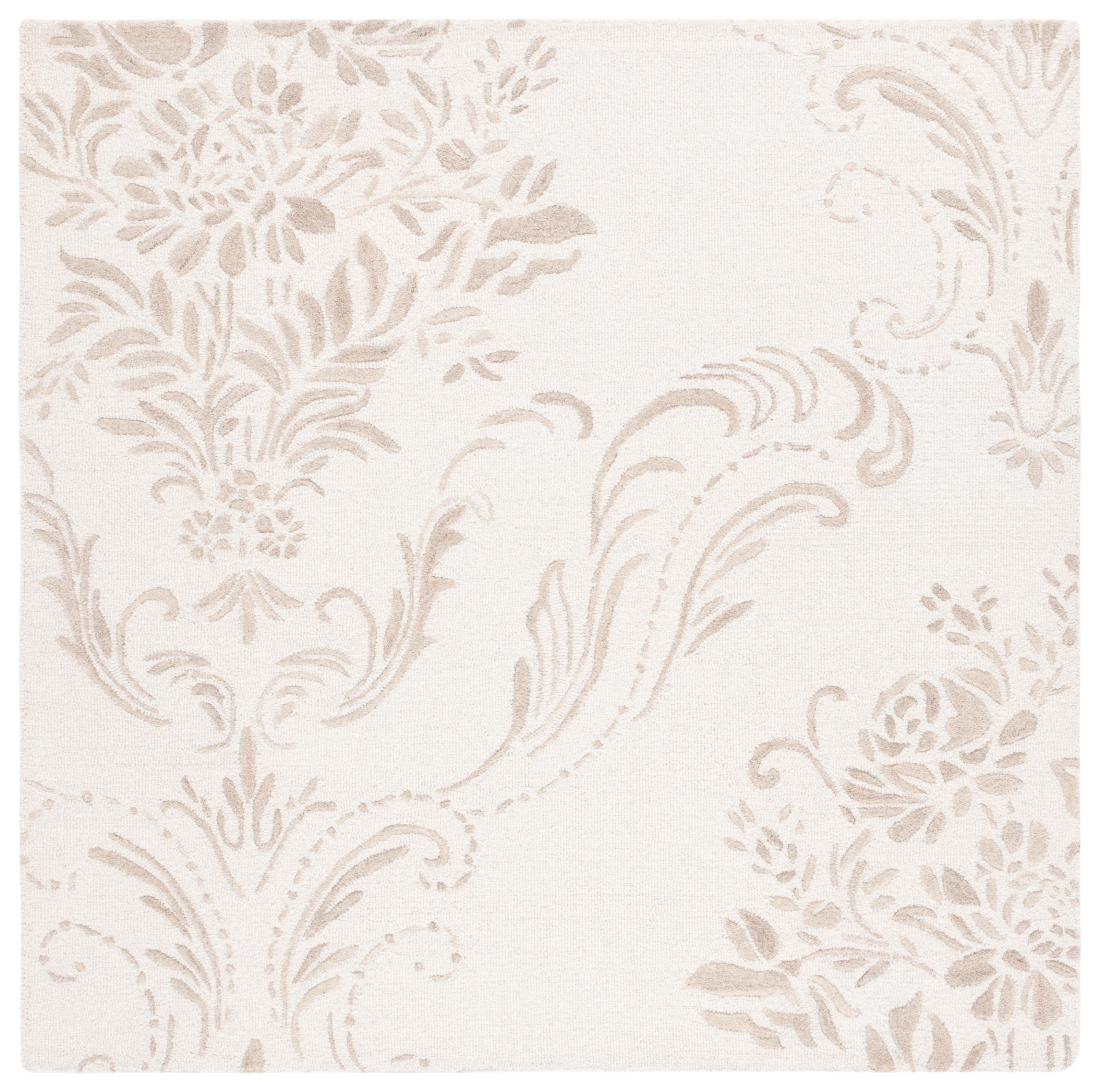 SAFAVIEH Jardin Salome Leaves Area Rug, Ivory/Beige, 6' x 6' Square