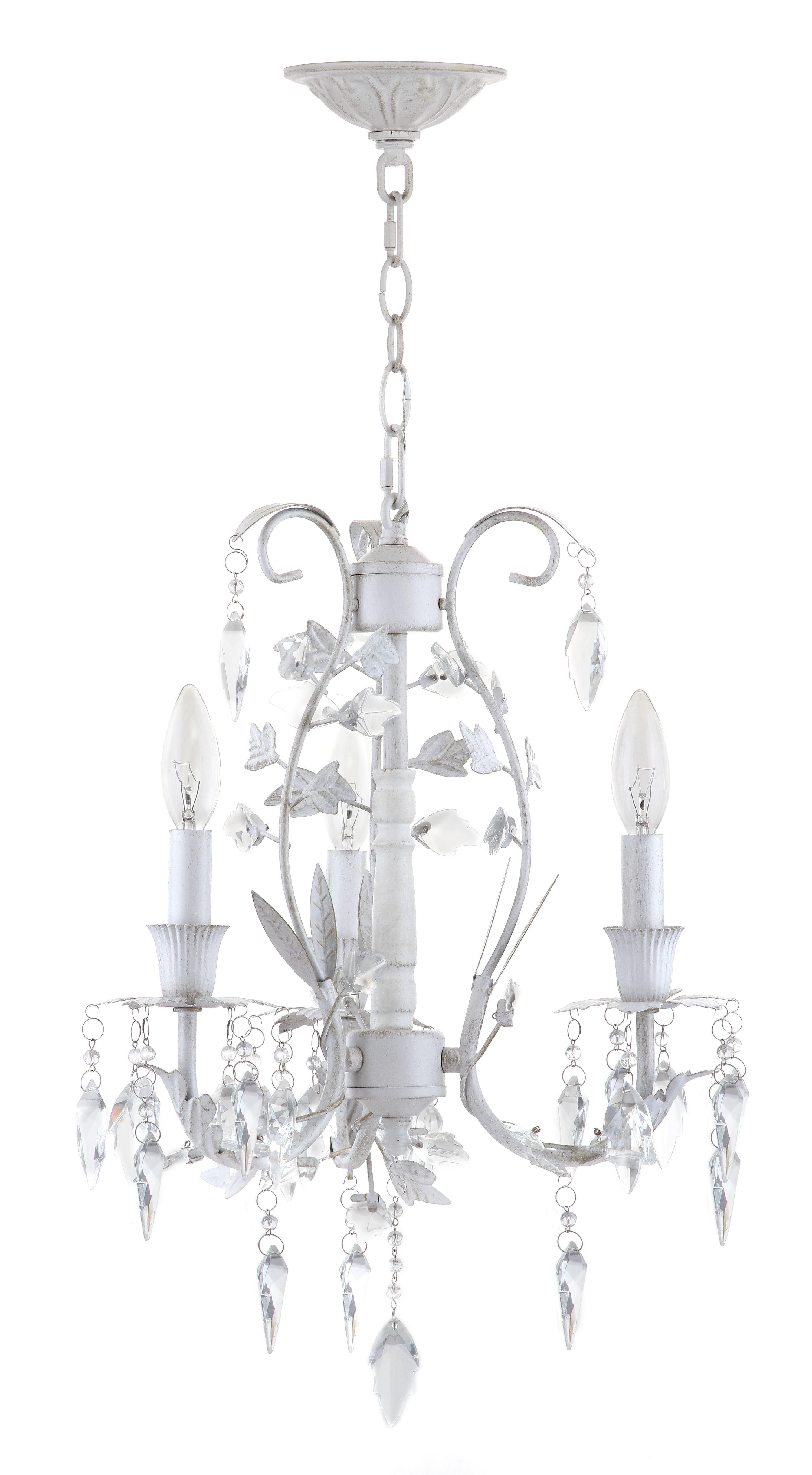 Jasper White Crystal 3-Light Adjustable Chandelier