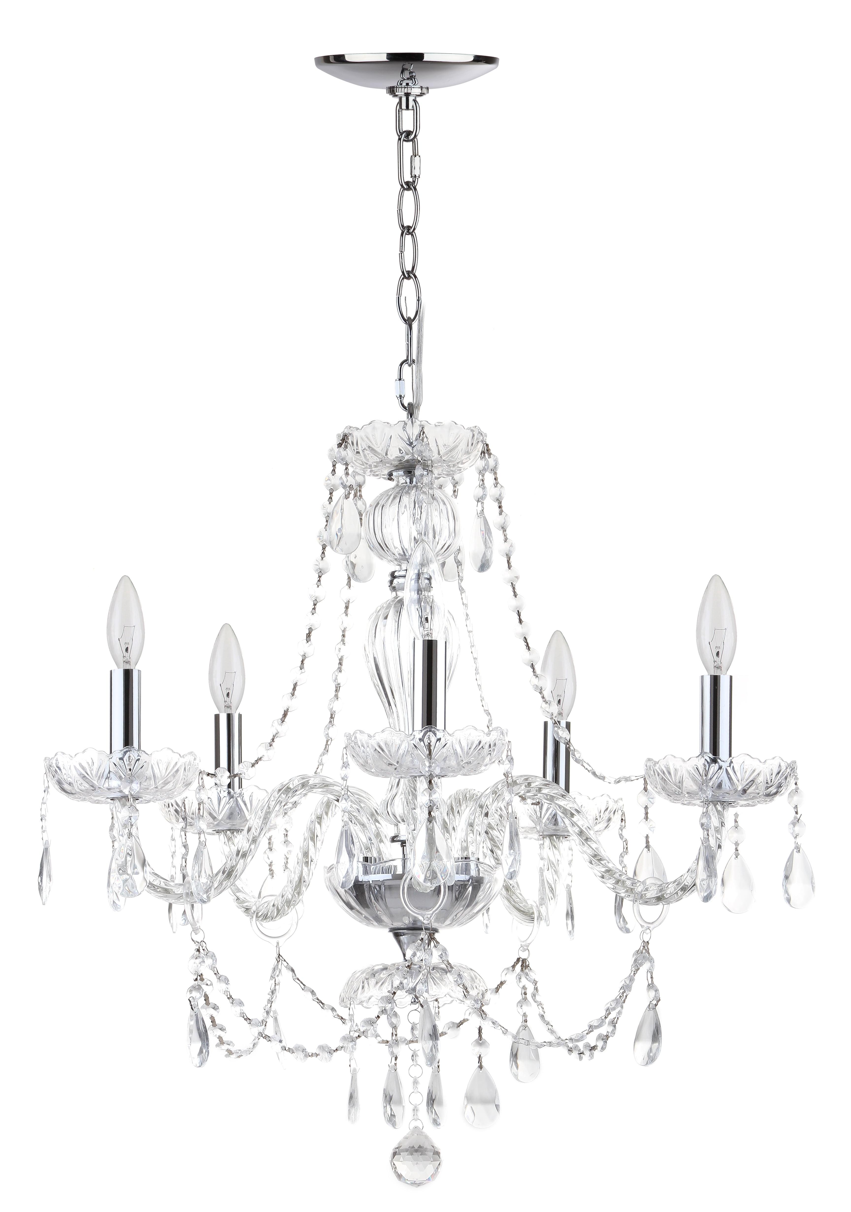 Chrome and Crystal 5-Light Adjustable Chandelier