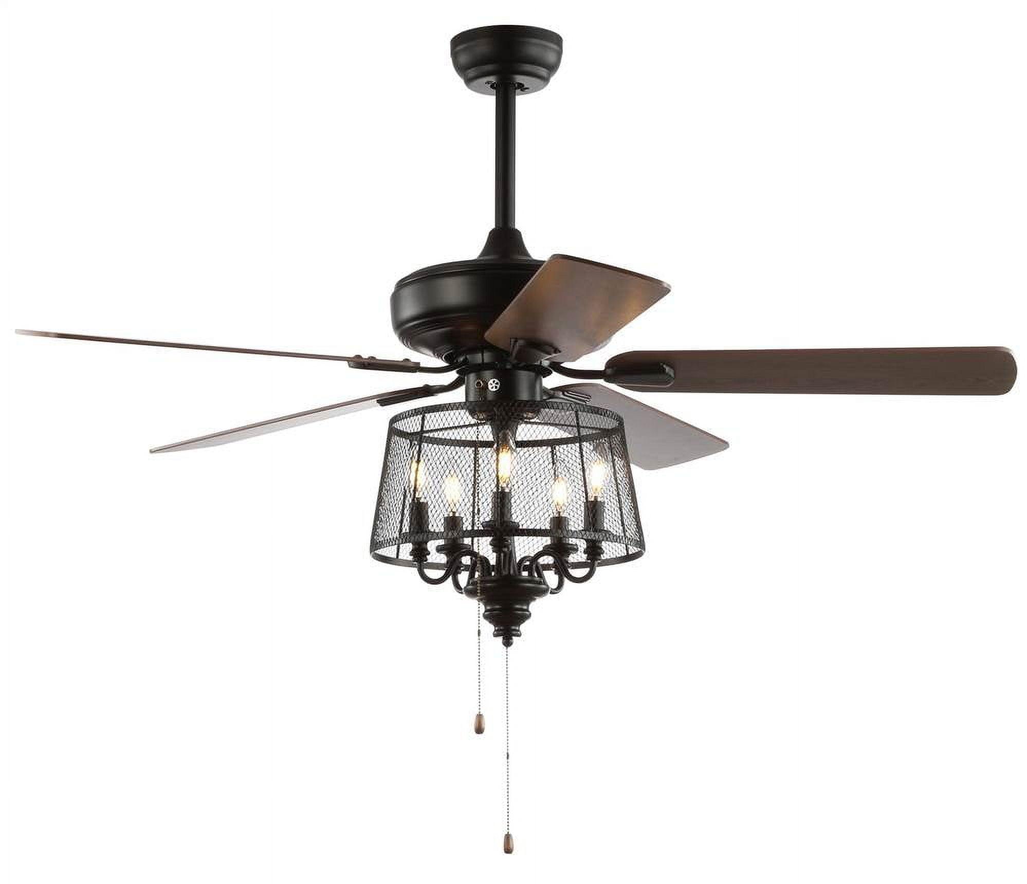 Matte Black 52" Iron Ceiling Fan with Reversible Blades and Lighting
