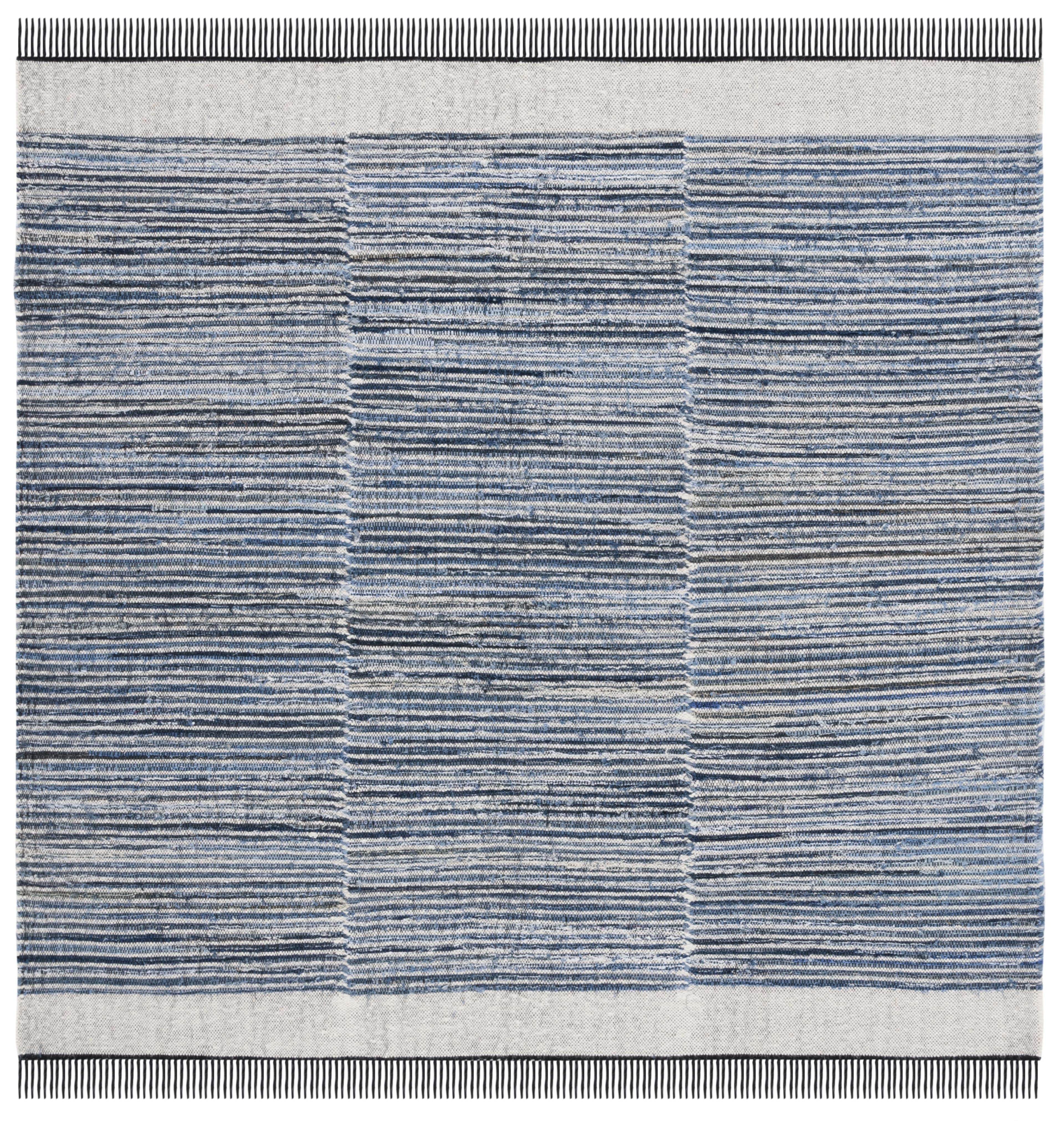 SAFAVIEH Kilim Sharlene Striped Area Rug, Blue/Ivory, 6' x 6' Square