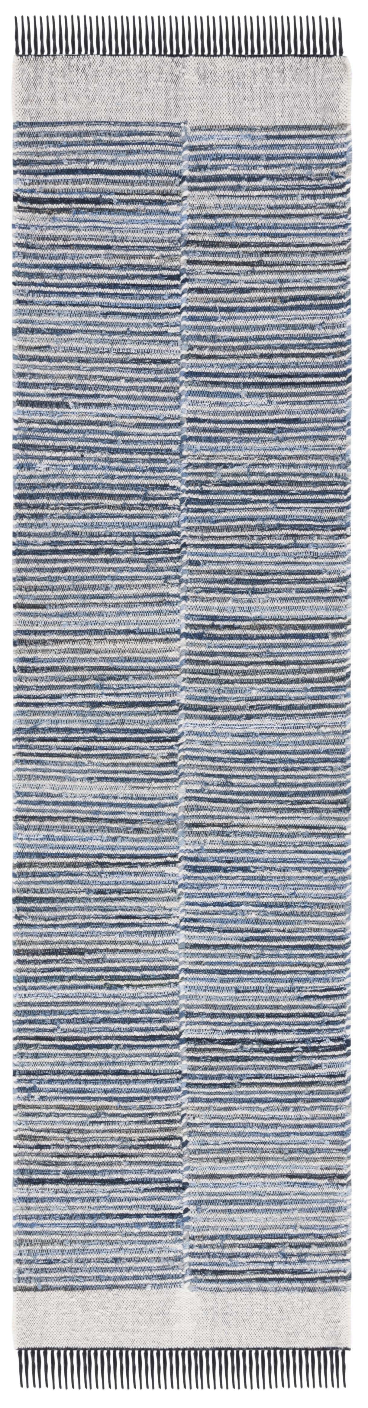 SAFAVIEH Kilim Sharlene Striped Runner Rug, Blue/Ivory, 2'3" x 9'