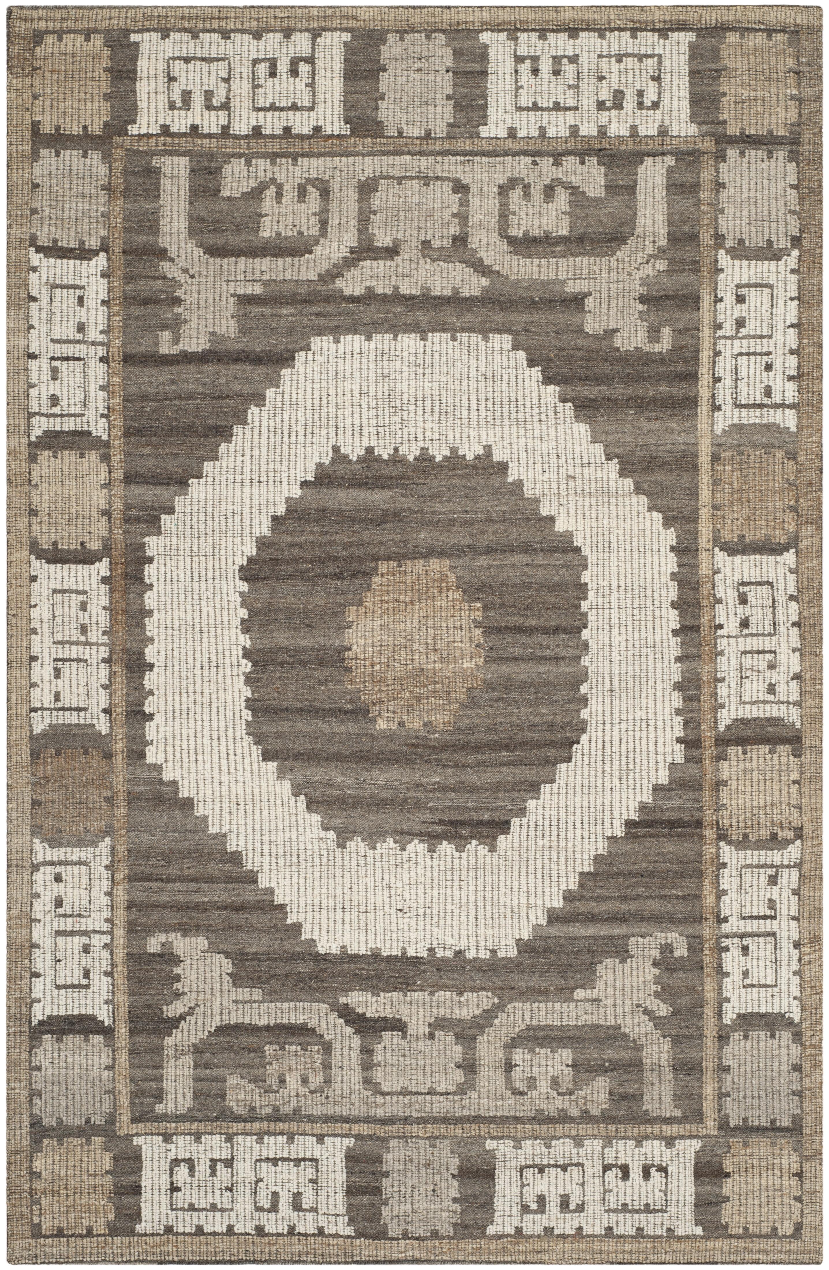 SAFAVIEH Kenya Ivonette Geometric Area Rug, Ivory/Brown, 6' x 9'
