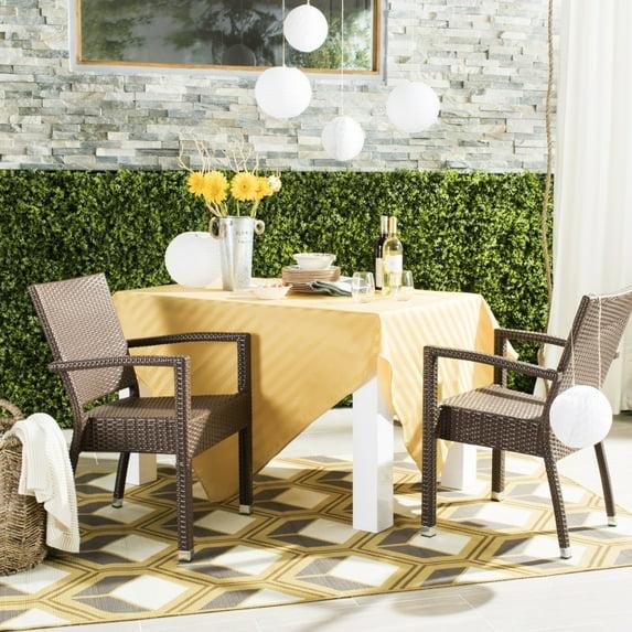 Kelda Stackable Arm Chair Indoor/Outdoor (Set Of 2) - PAT4004 - Brown - Safavieh