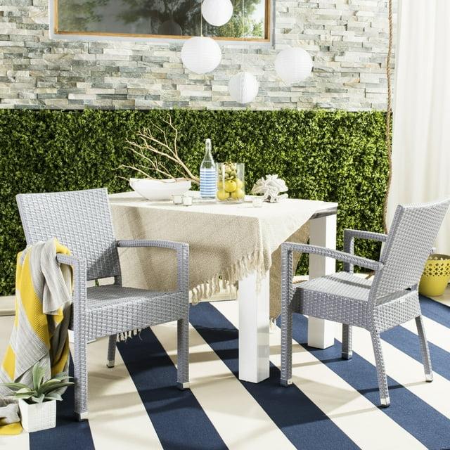 Kelda Stackable Arm Chair Indoor/Outdoor (Set Of 2) - PAT4004 - Grey - Safavieh