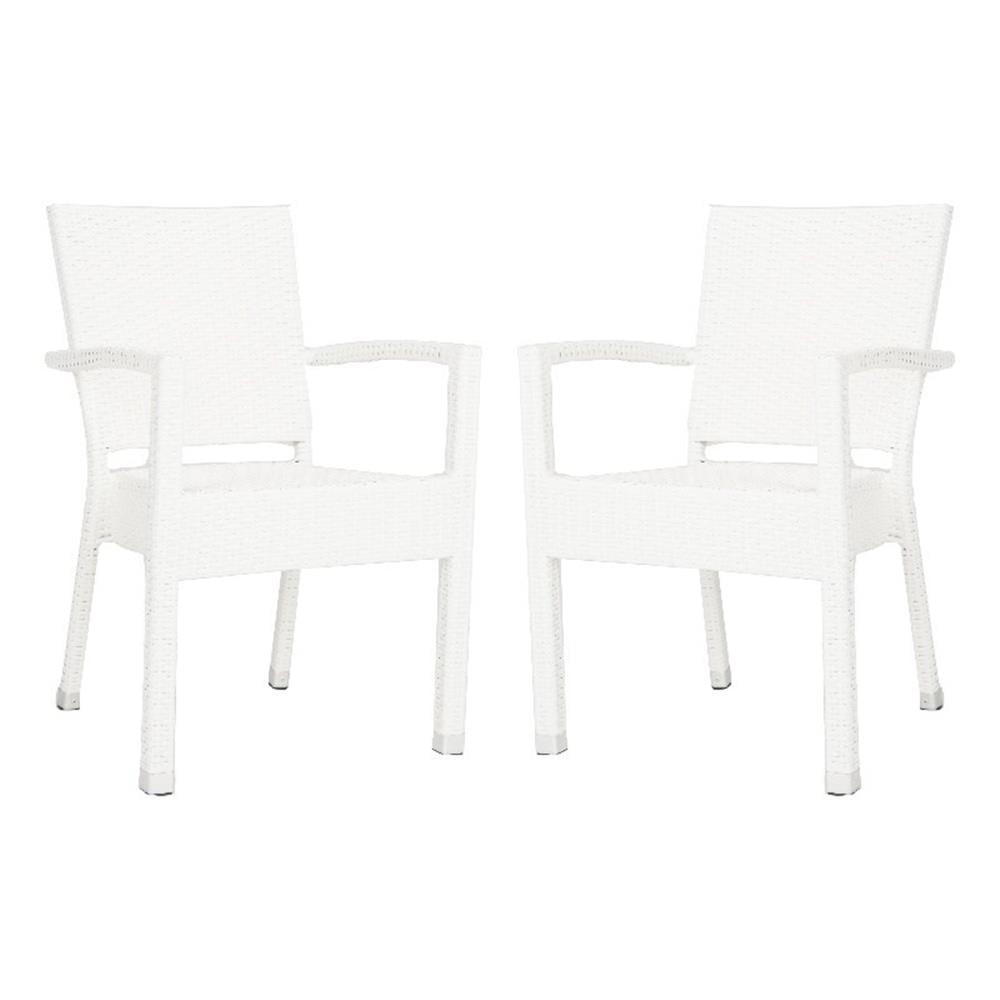 Kelda Stackable Arm Chair Indoor/Outdoor (Set Of 2) - PAT4004 - White - Safavieh
