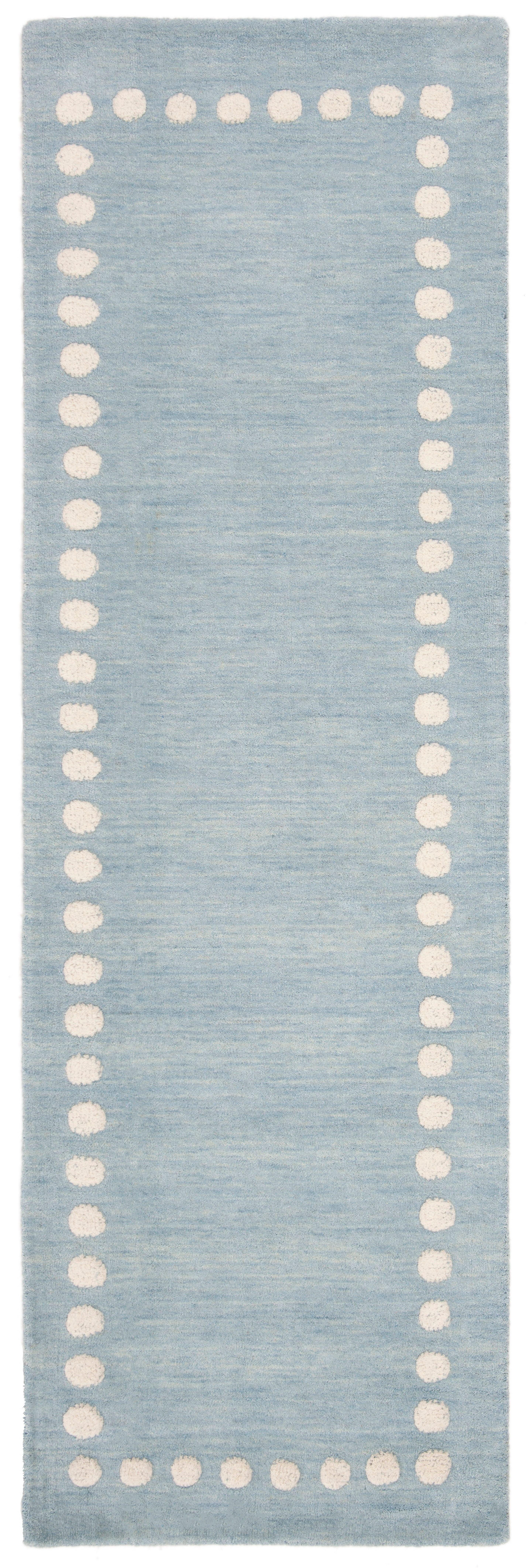 Hand-Tufted Coastal Kids' Blue Wool Runner Rug 30" x 8"