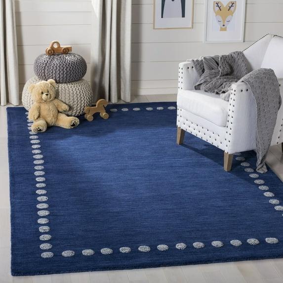 Safavieh Kids SFK802 Hand Loomed Indoor Area Rug - Navy - 5'x5' - Safavieh