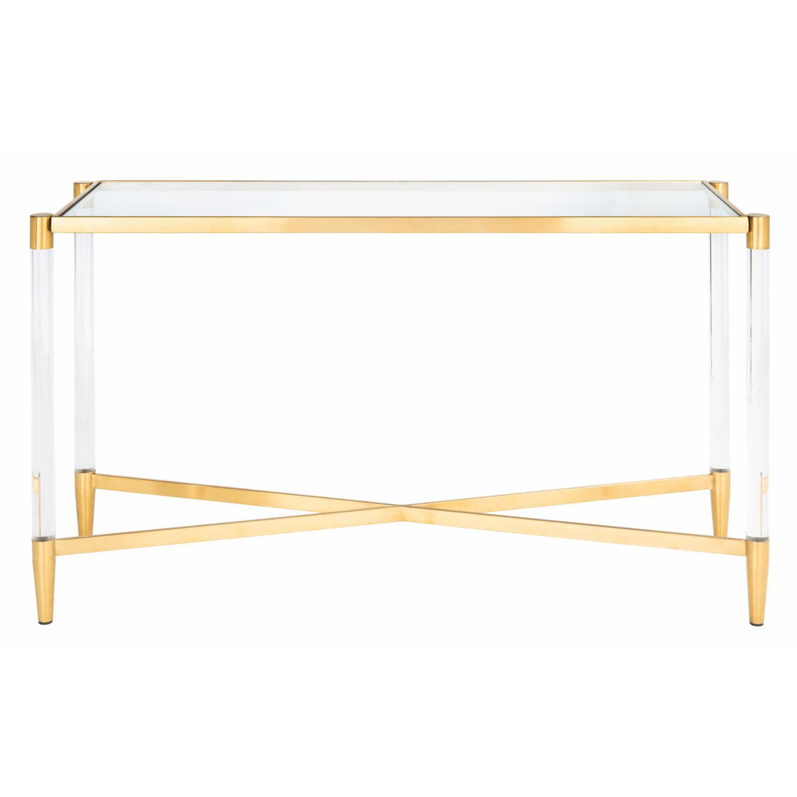 Gold and Clear Glass Mid-Century Modern Console Table