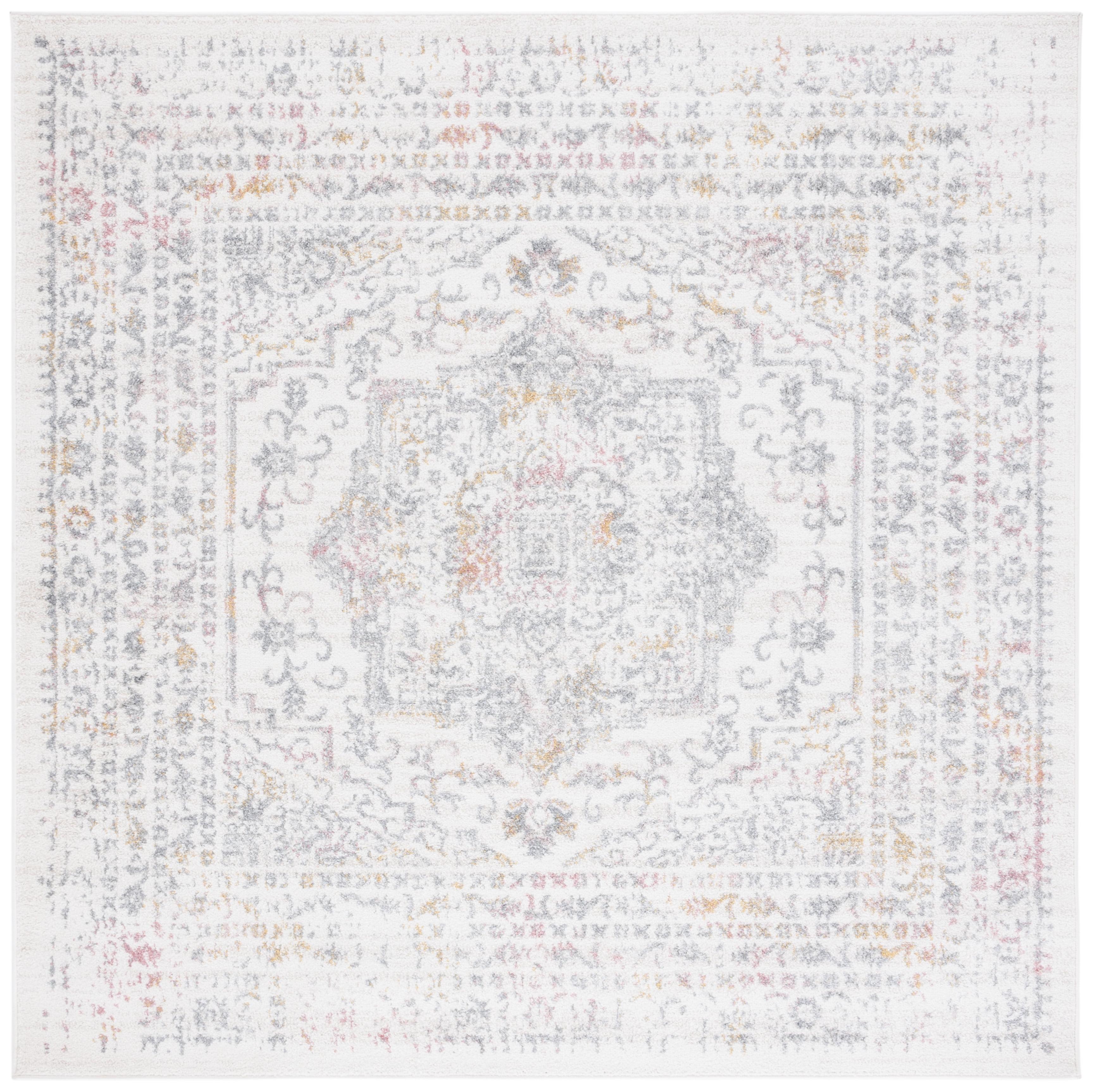 SAFAVIEH Layla Janine Oriental Area Rug, Ivory Grey/Pink, 6'7" x 6'7" Square