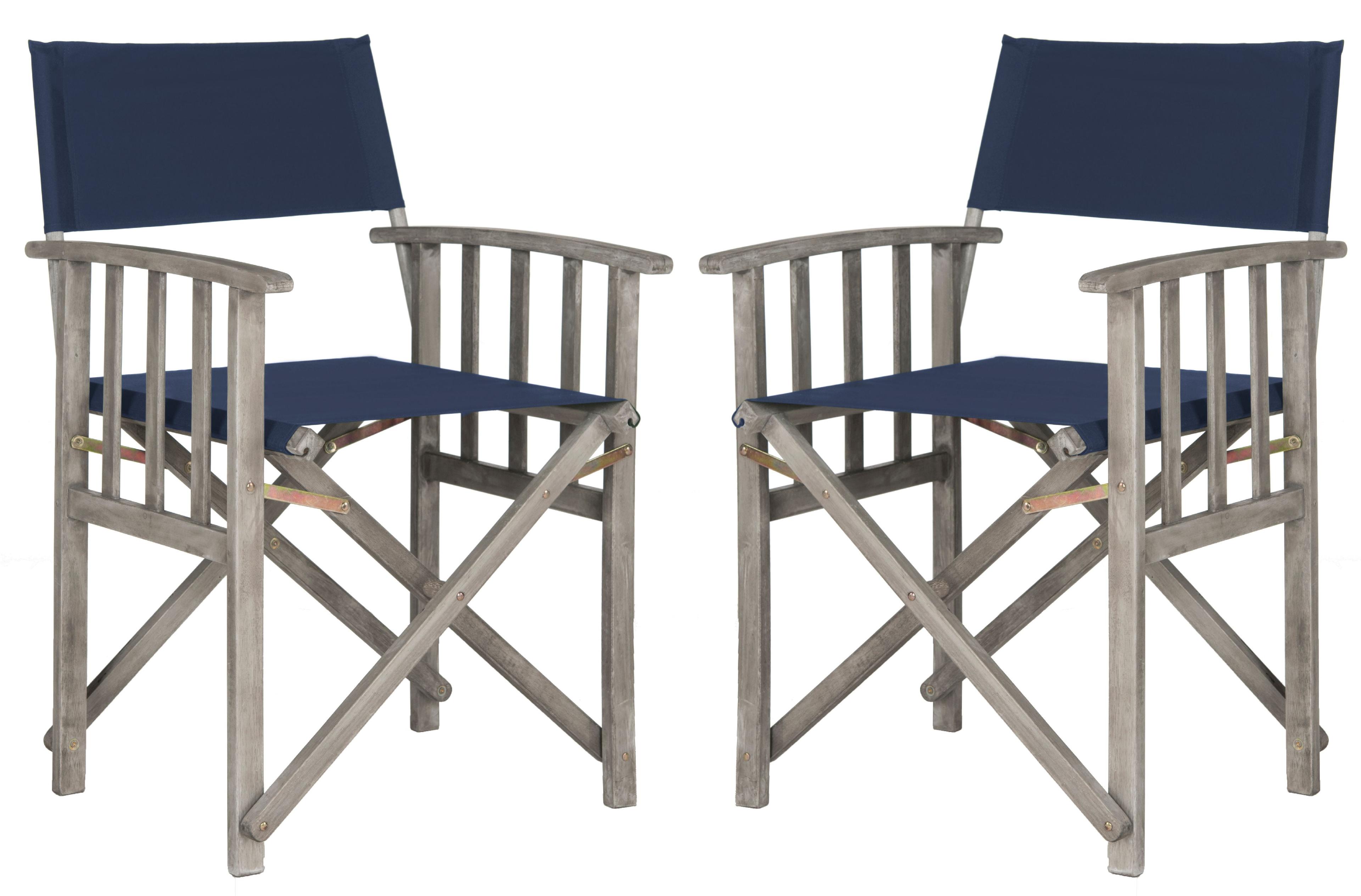 Laguna Director Chair Indoor/Outdoor (Set Of 2) - PAT7004 - Grey/Navy - Safavieh