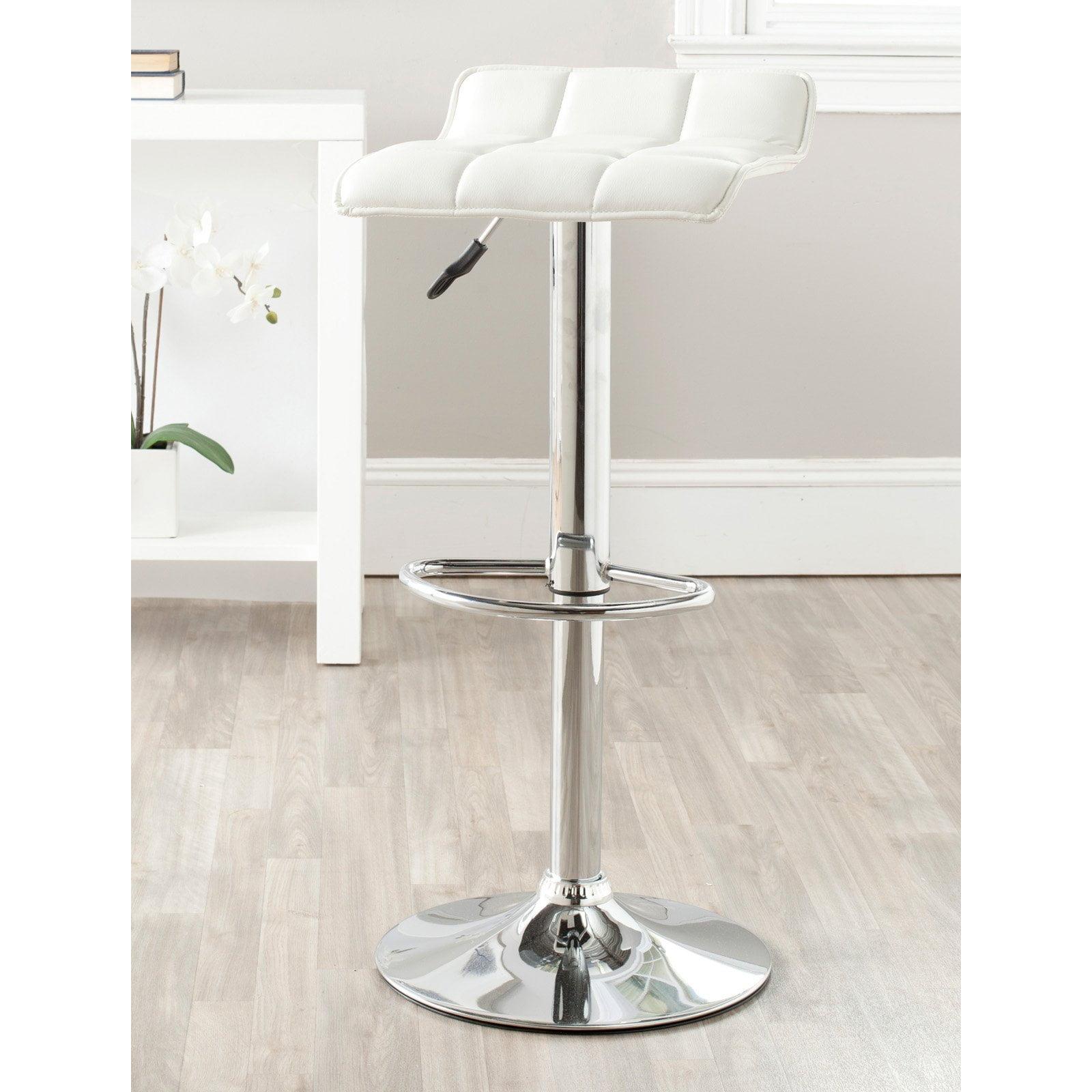 Lamita White Adjustable Swivel Bar Stool with Chrome Base