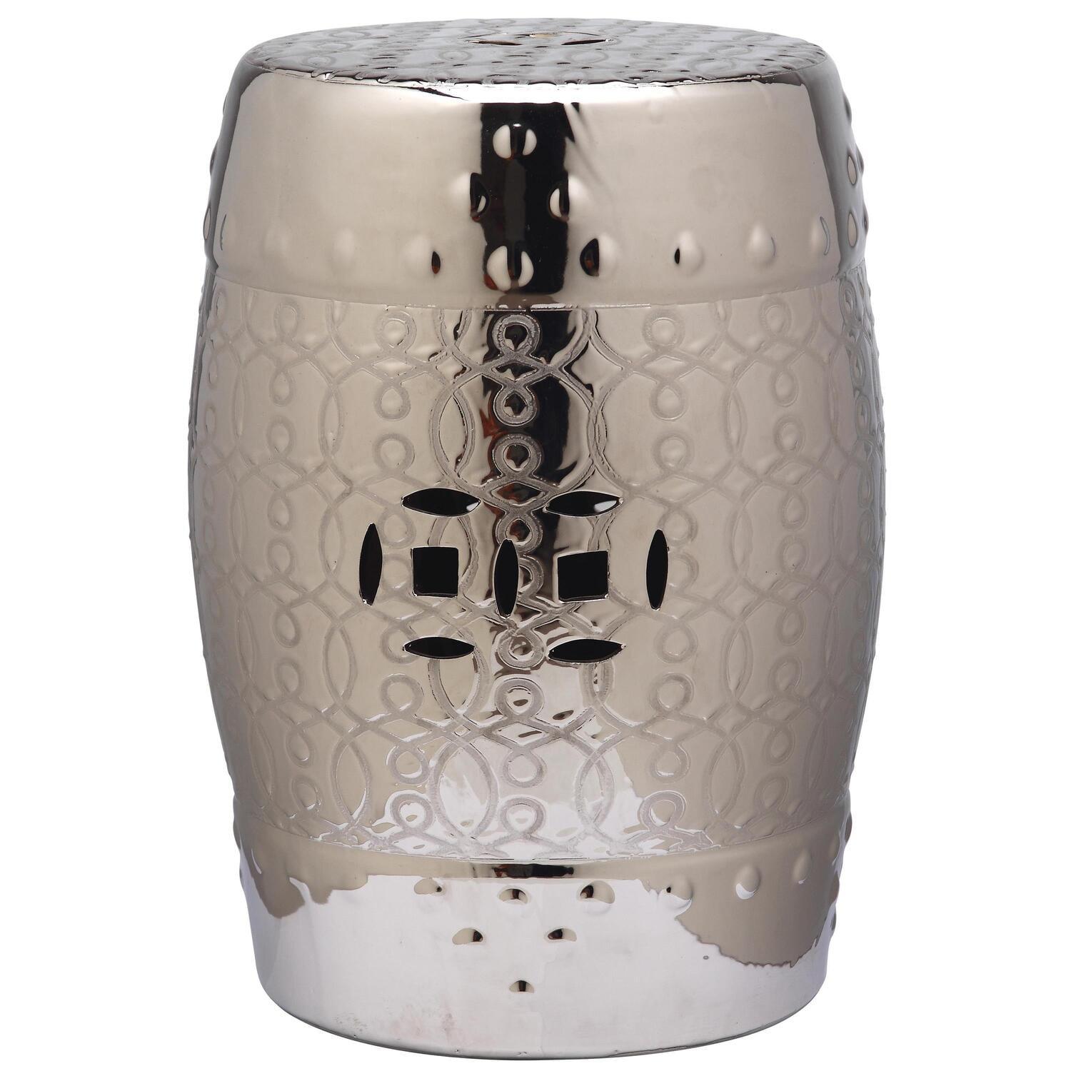 Lantana Silver Ceramic Electroplated Garden Stool