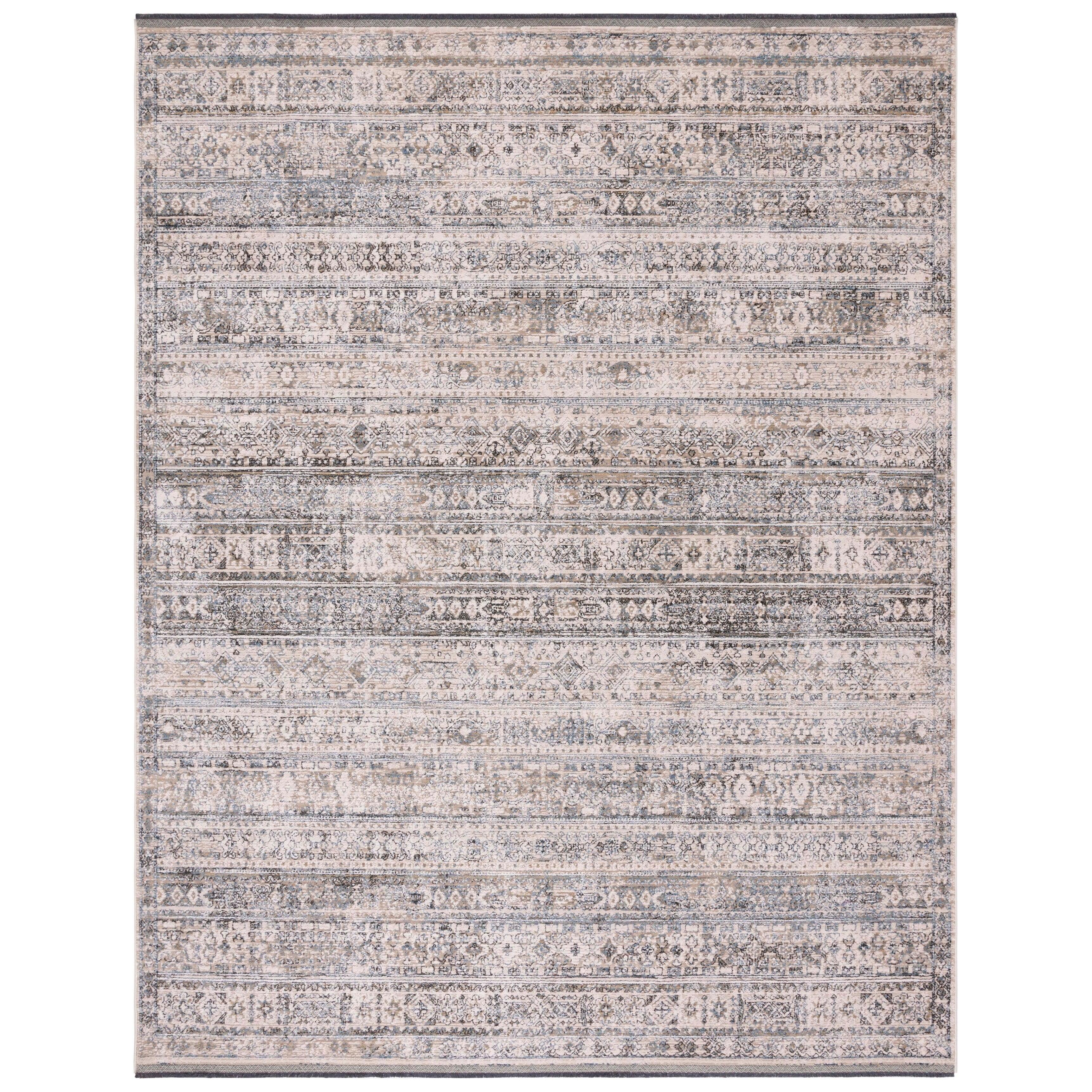 Ivory & Navy Hand-Knotted Wool Blend Round Rug