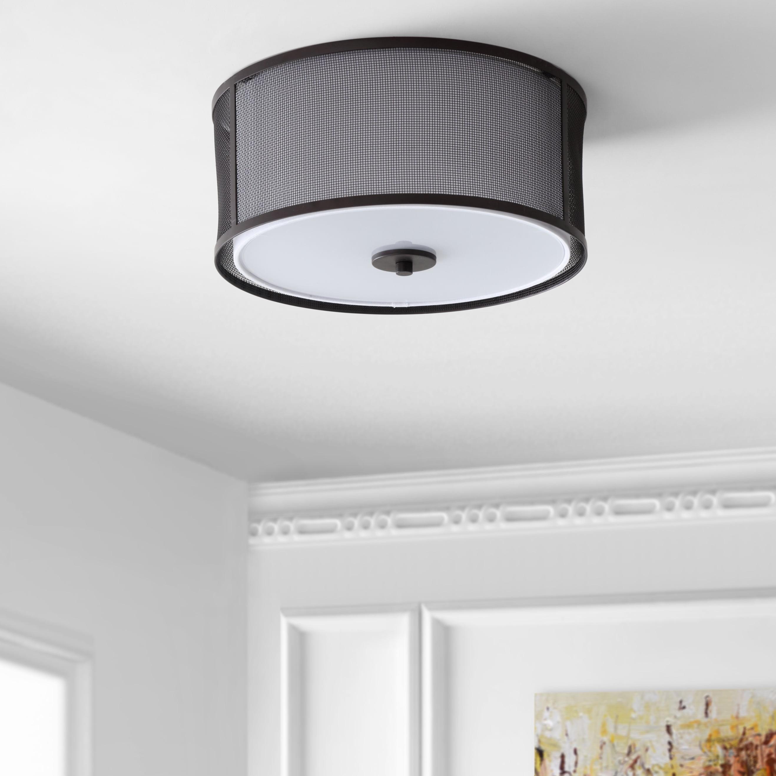 Contemporary Layne 14" Flush Mount in Dark Grey and White