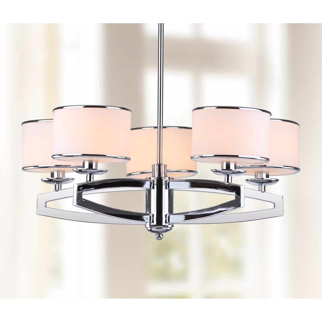 Lenora 25" Chrome Glass Drum Pendant Light