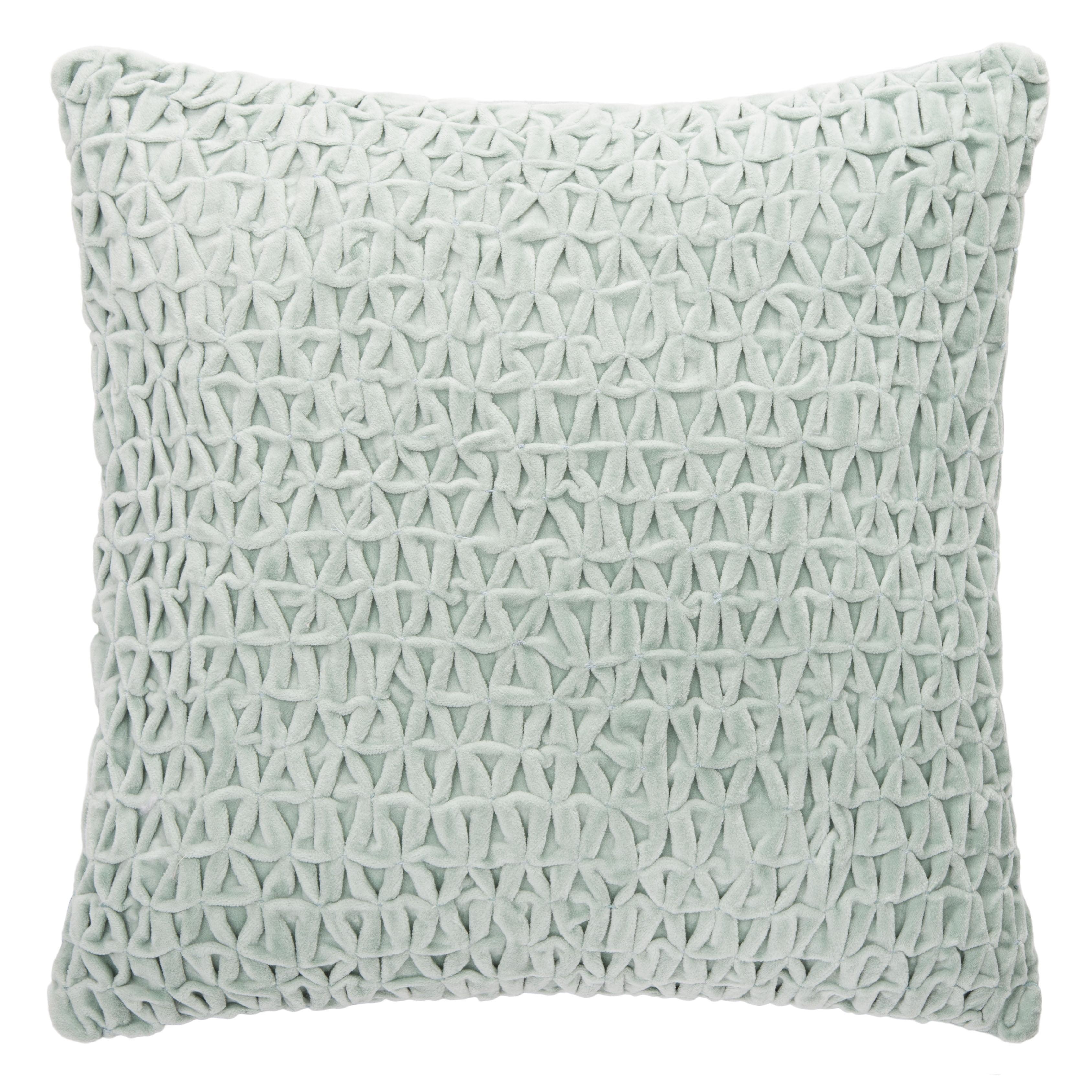 Lensa Braided Mint Green Cotton Square Decorative Pillow, 19" x 19"