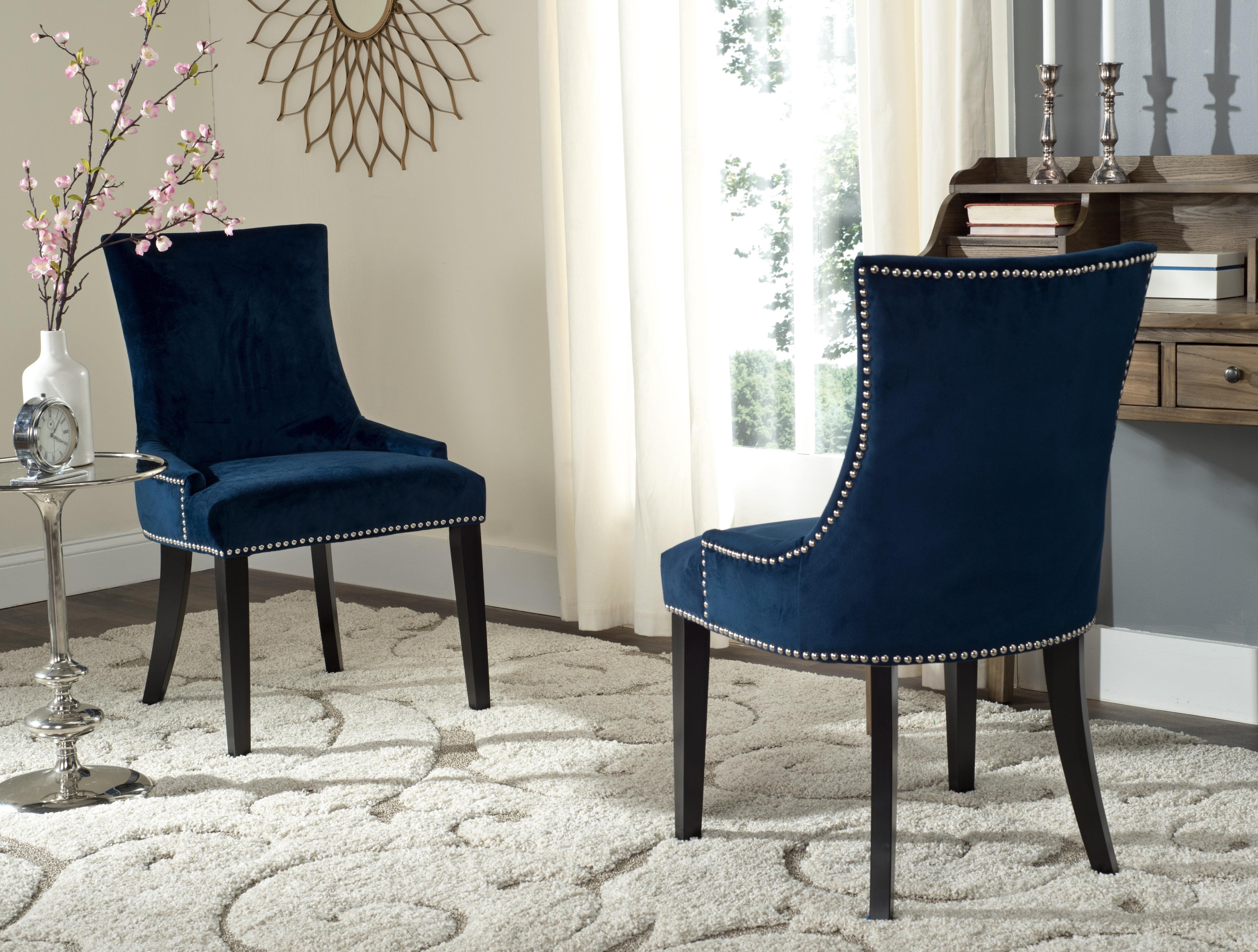 Lester 19"H Dining Chair (Set of 2) - Dark Navy - Safavieh