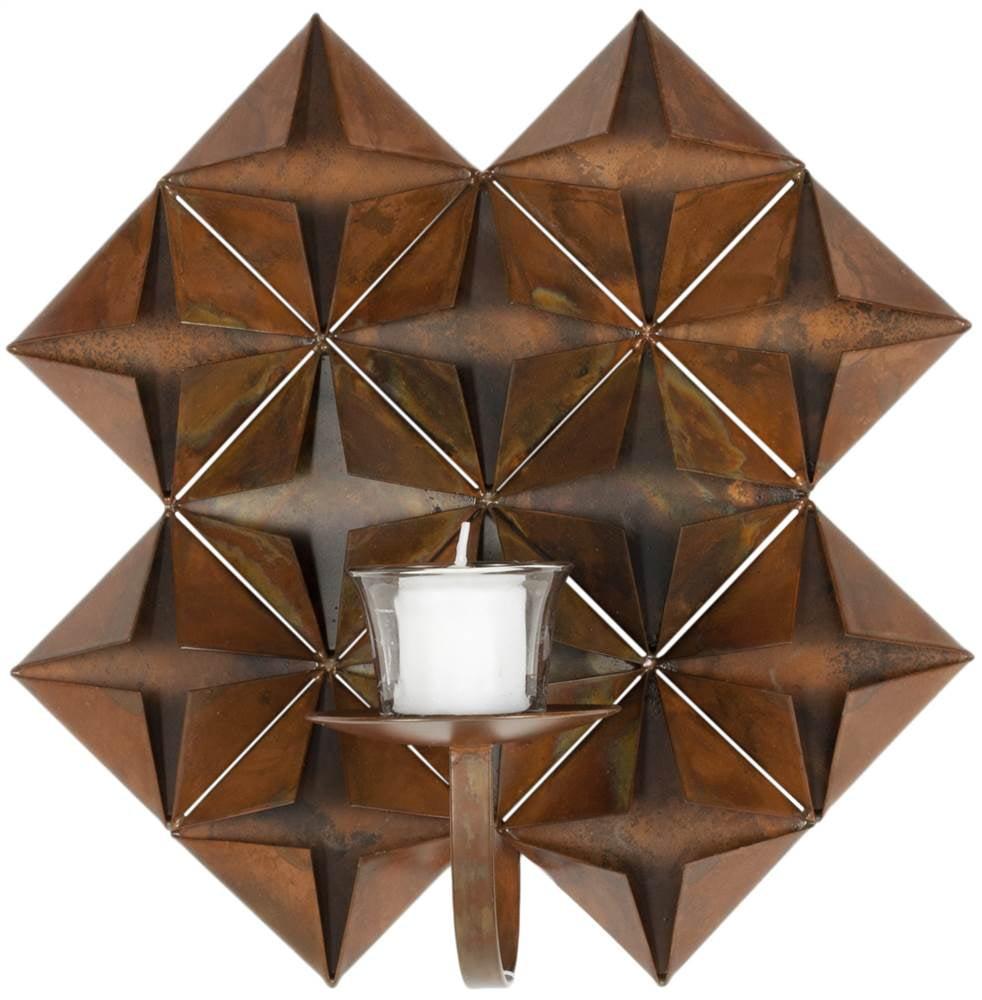 Copper Origami Iron Wall Sconce with Candle Holder