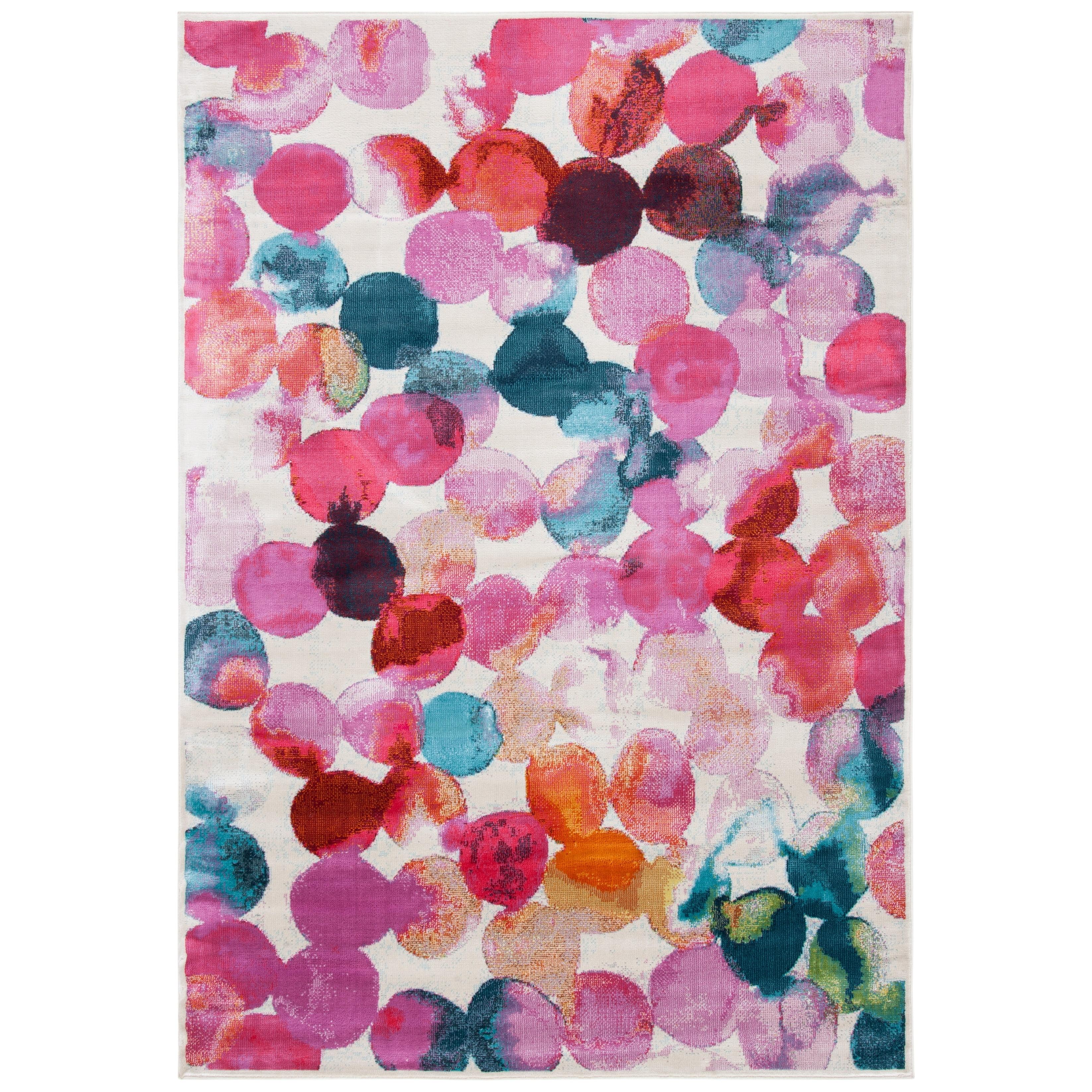 Lillian LLN377 Power Loomed Area Rug - Rose/Light Blue - 6'7"x6'7" - Safavieh