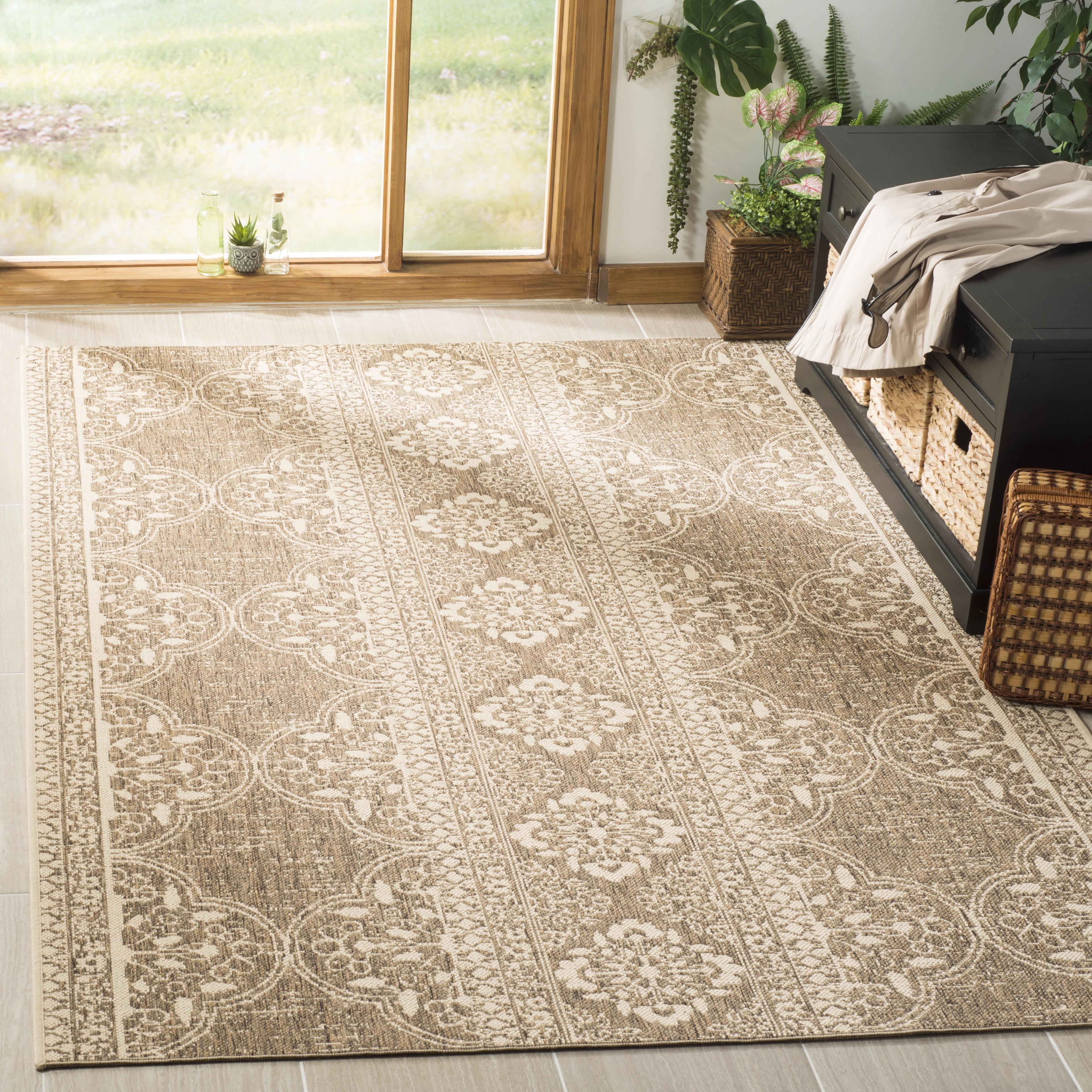 Linden LND174 Power Loomed Area Rug - Cream/Beige - 6'7"x6'7" - Safavieh