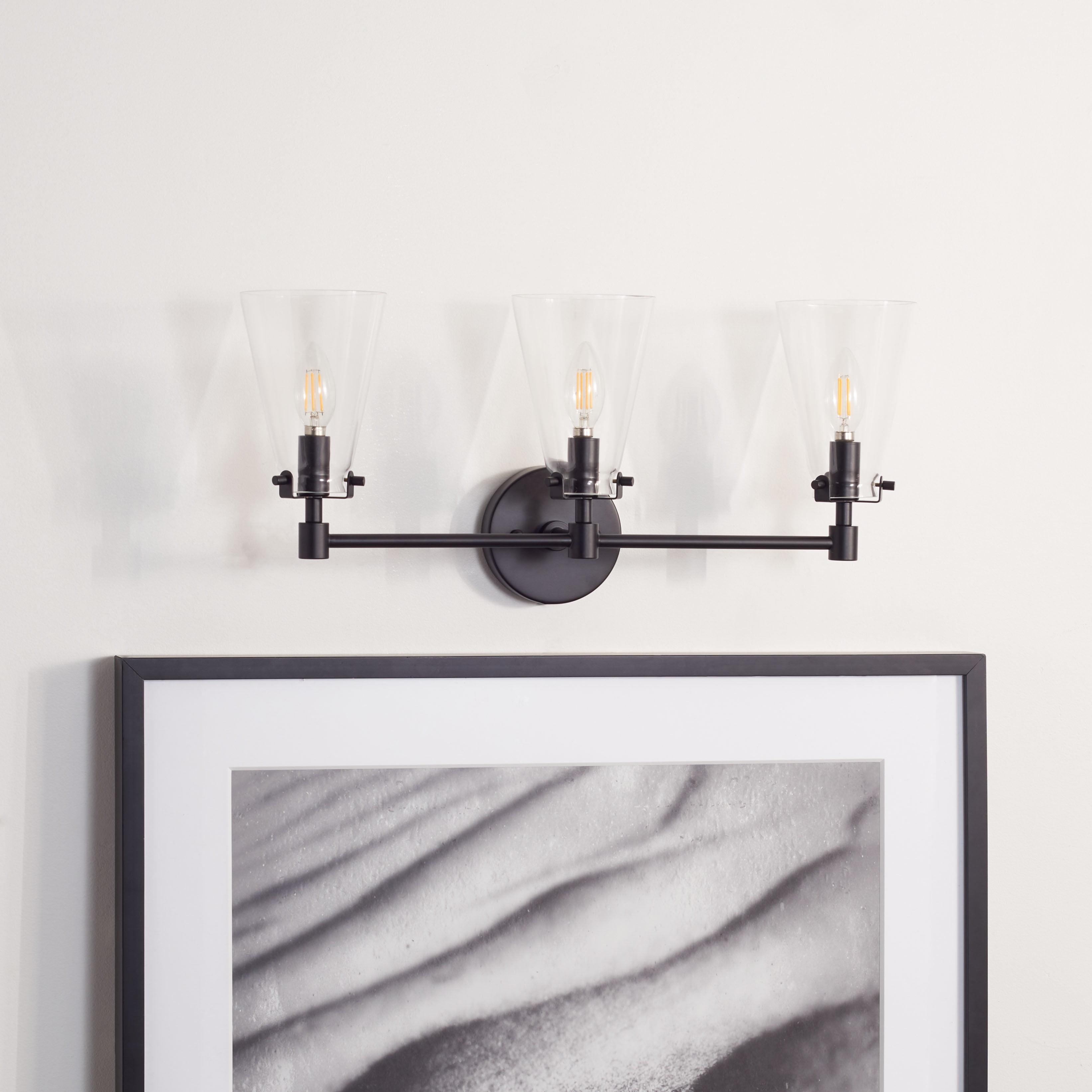 Safavieh Lonsen 3 Light Mid-Century Vanity Sconce, Matte Black