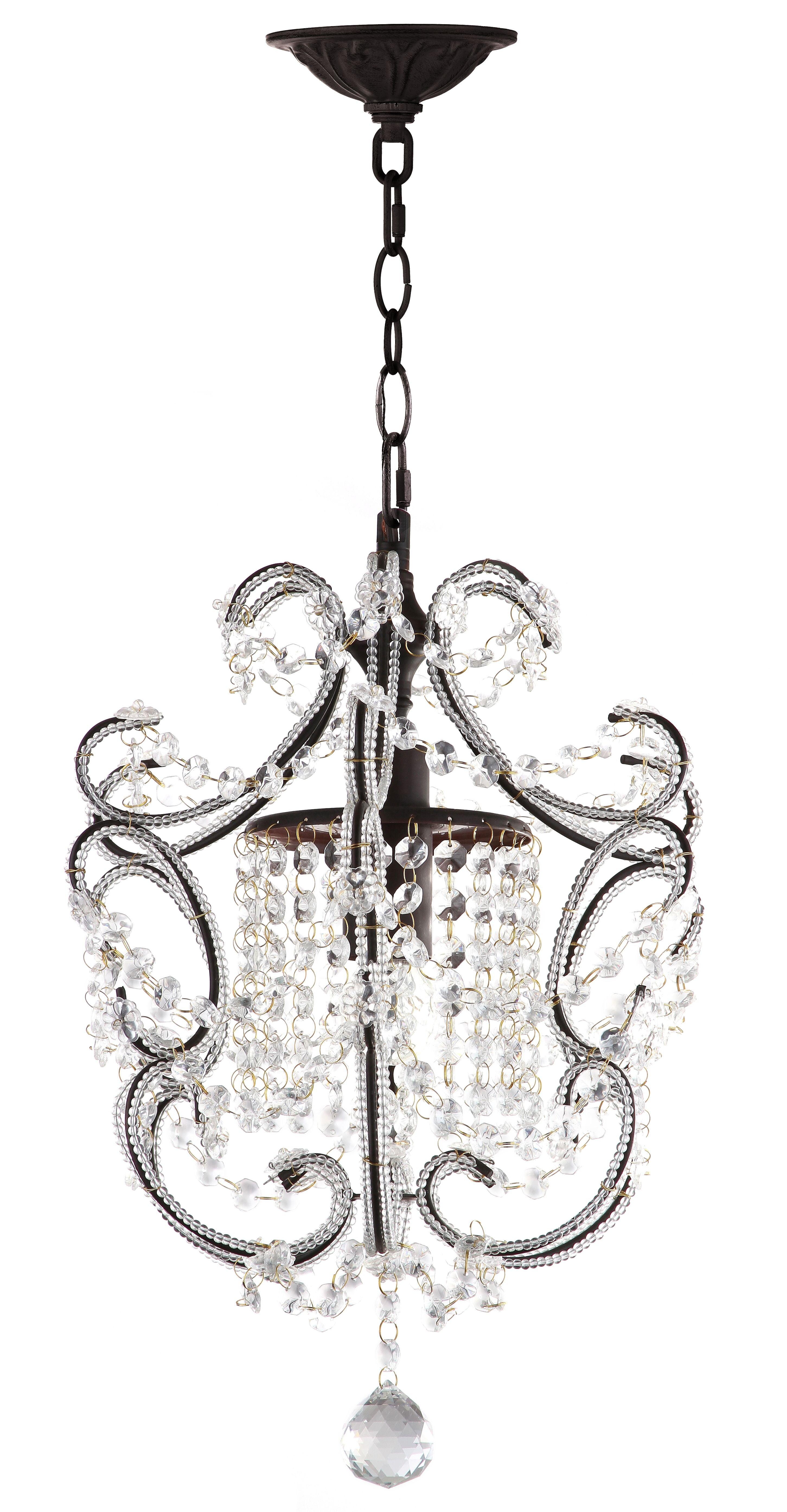 Luna 12" Brown Iron and Crystal Adjustable Chandelier