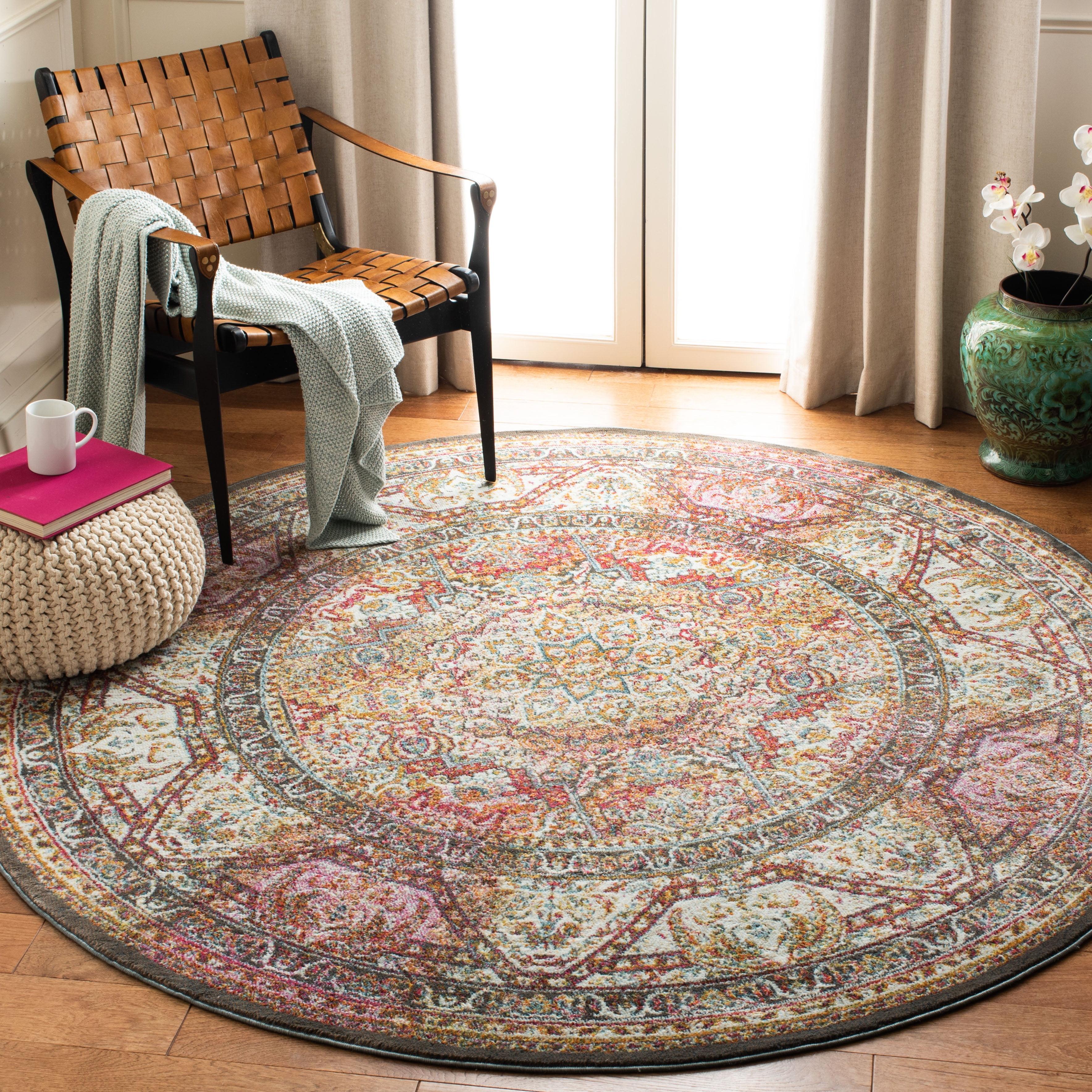 Luxor LUX322 Power Loomed Area Rug - Ivory/Fuchsia - 6'7" round - Safavieh.