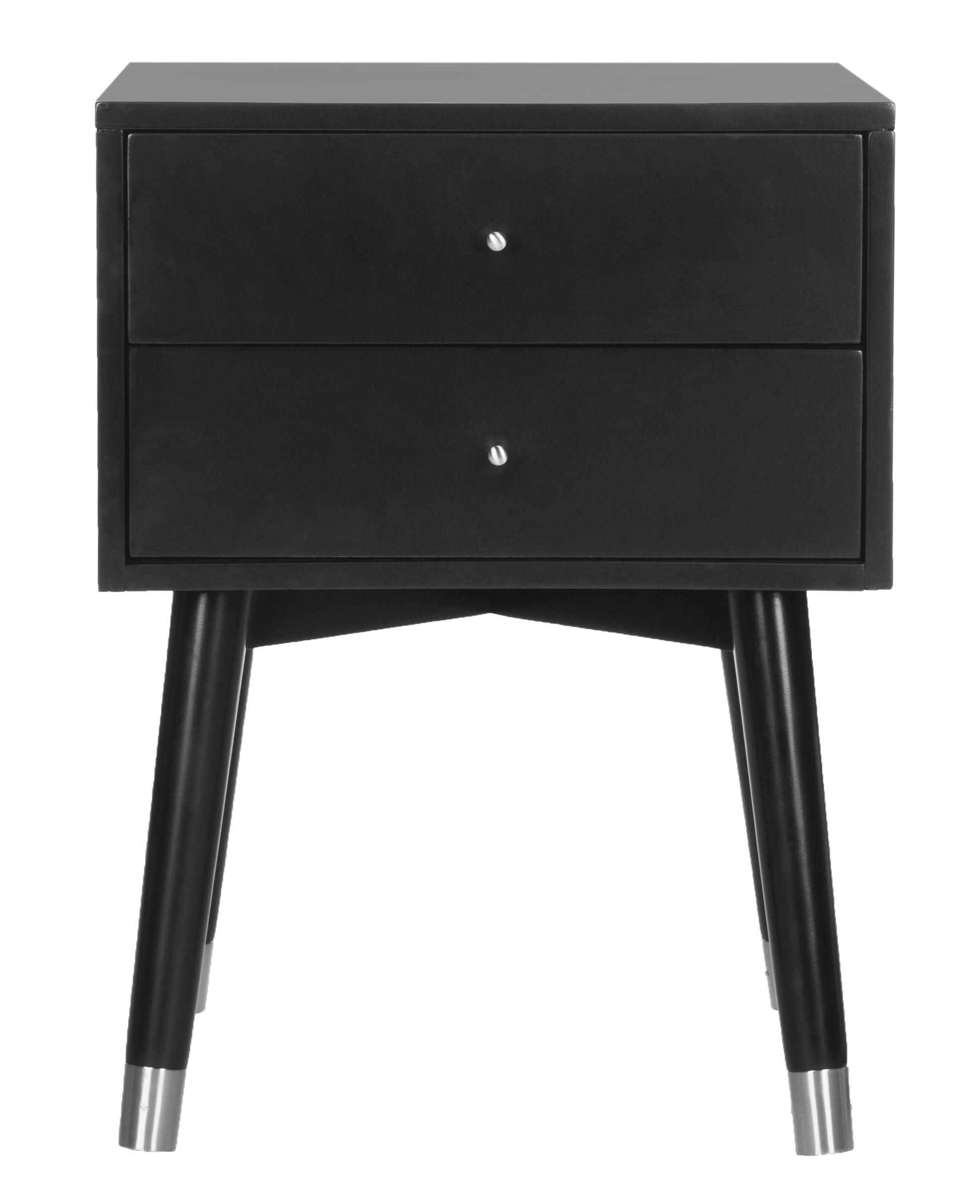 Lyla Black/Silver Transitional 2-Drawer Nightstand