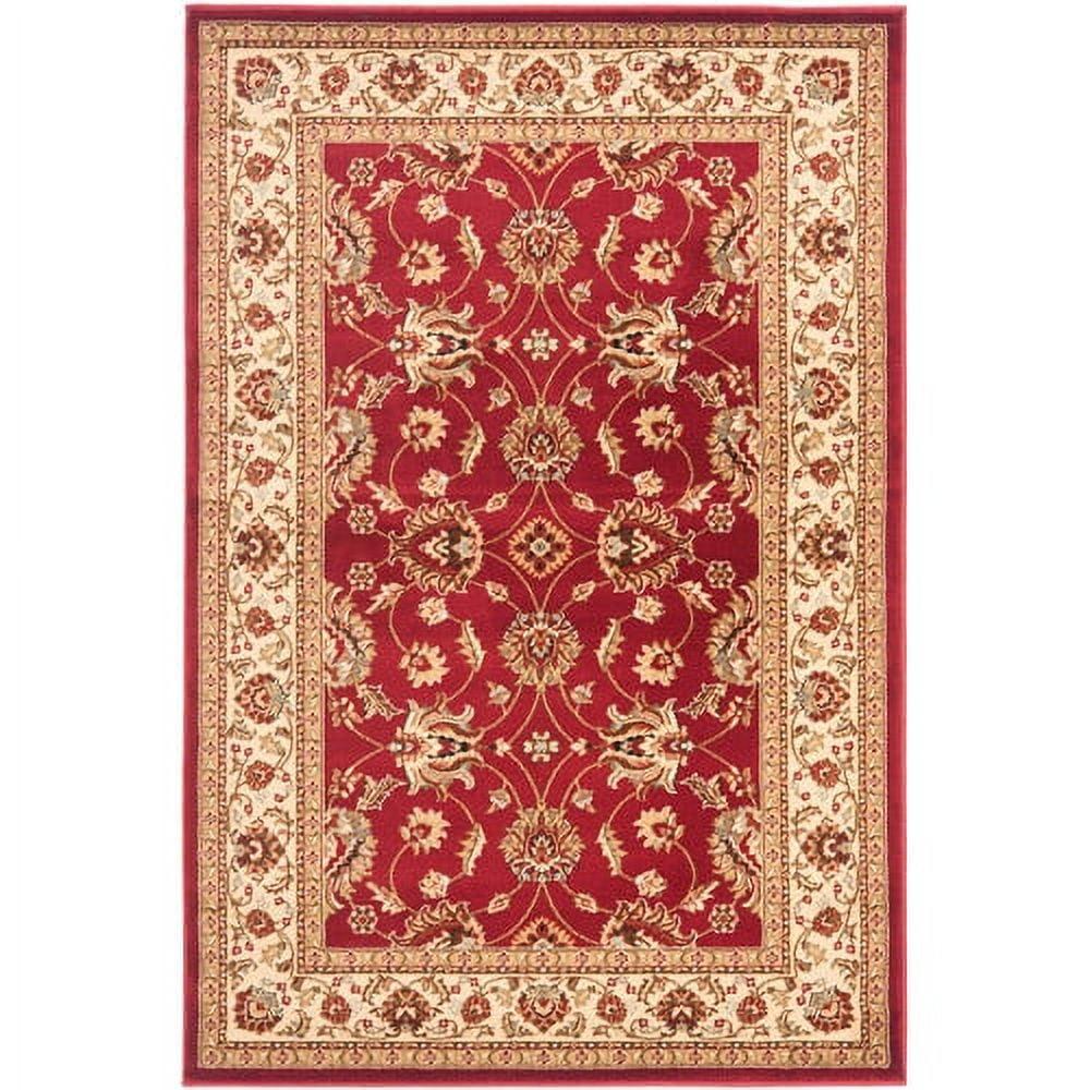 Red and Ivory 4' x 6' Synthetic Safavid Style Area Rug