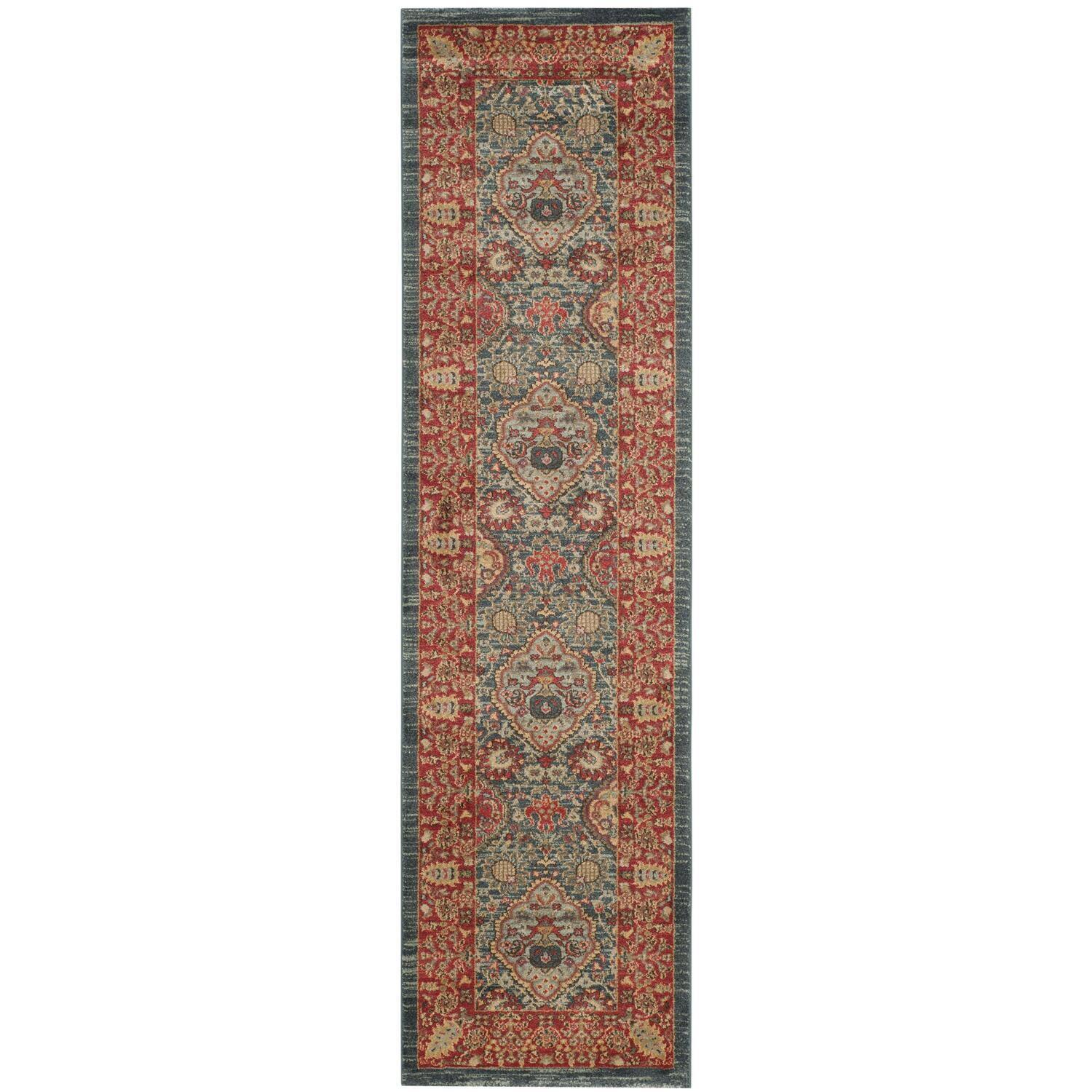 Mahal MAH655 Power Loomed Indoor Runner Rug - Navy/Red - 2'2"x8' - Safavieh.