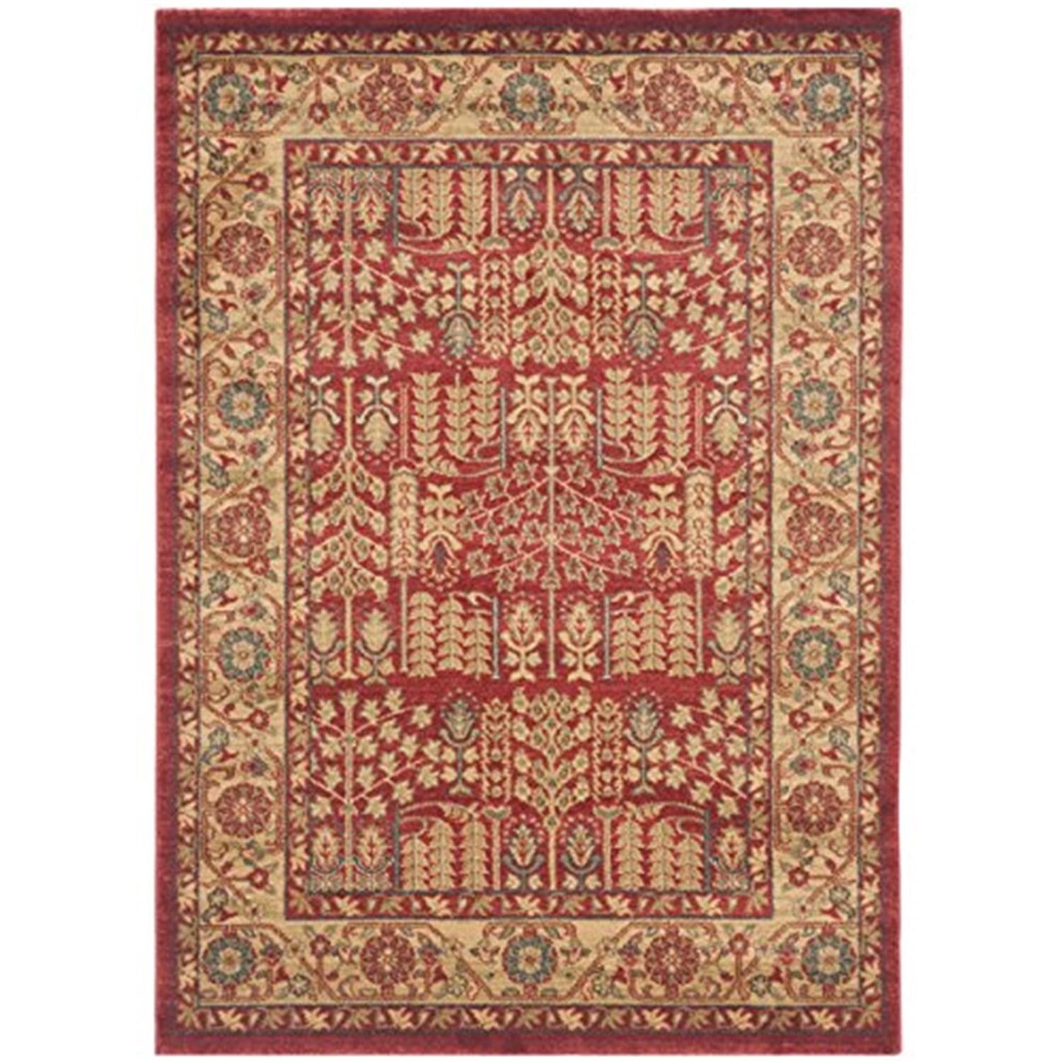 Classic Red & Natural 3' x 5' Tufted Synthetic Area Rug