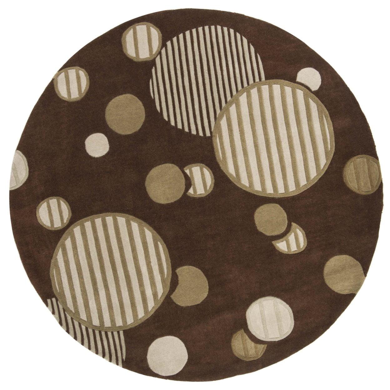 Safavieh 7' Round Brown and Beige Hand-Tufted Area Rug