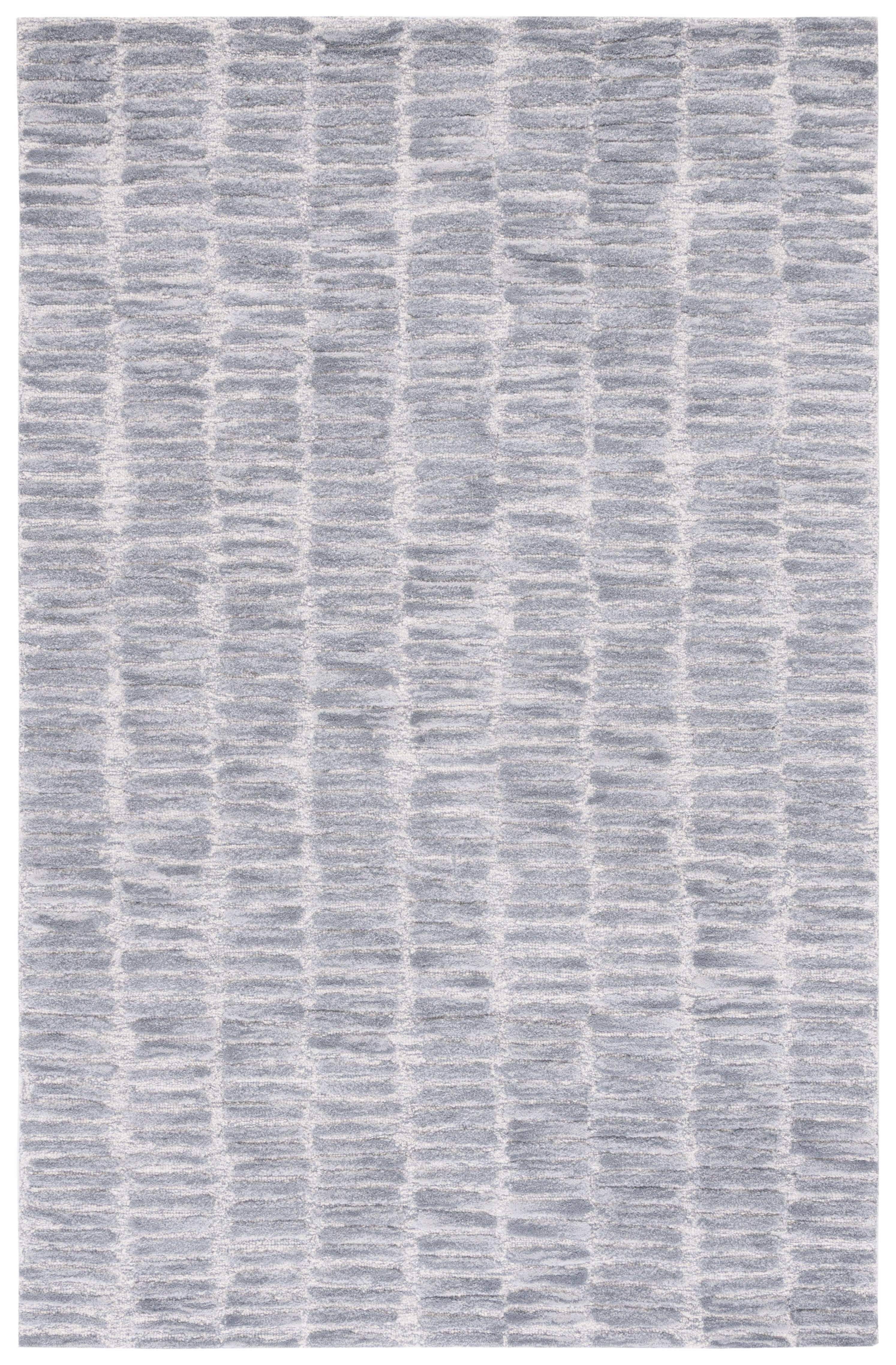 Gray Hand-Tufted Wool Rectangular Area Rug, 5' x 8'