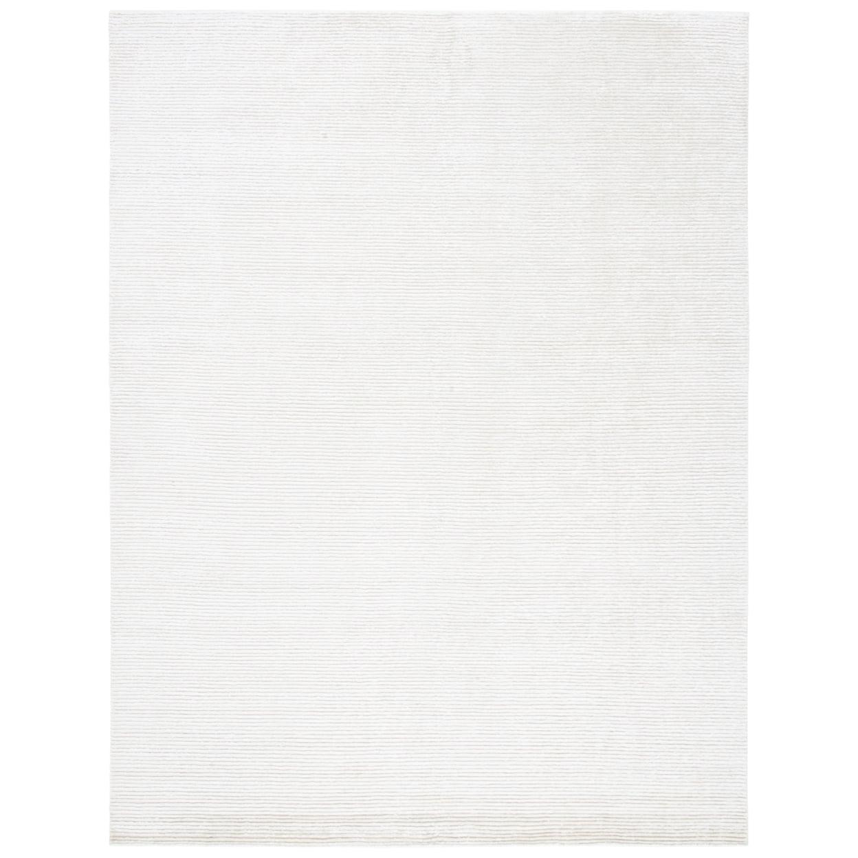 Elegant Ivory Mirage 8' x 10' Hand-Knotted Wool-Blend Area Rug