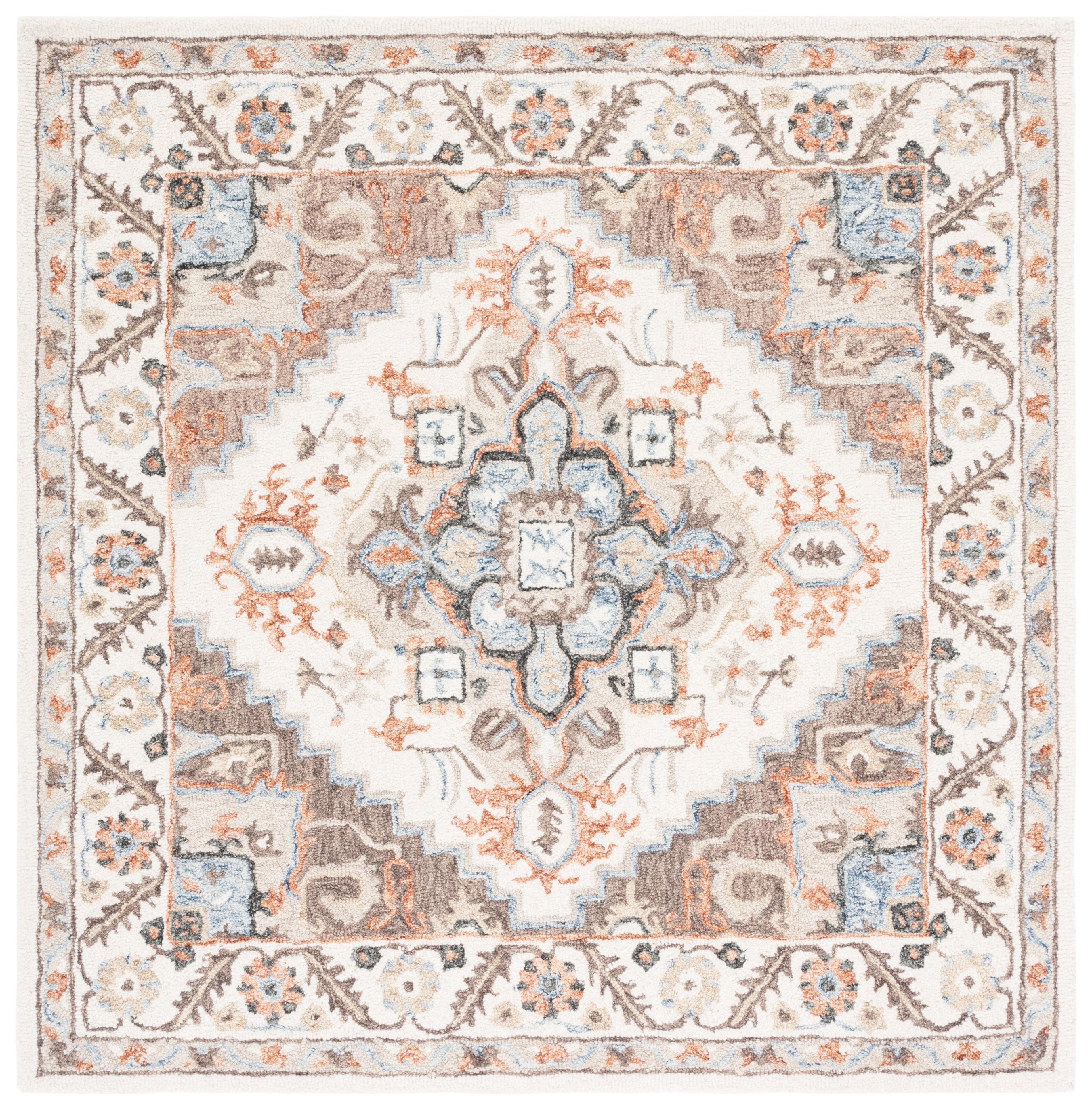 Micro-Loop MLP904 Hand Tufted Area Rug - Ivory/Rust - 5'x5' - Safavieh.