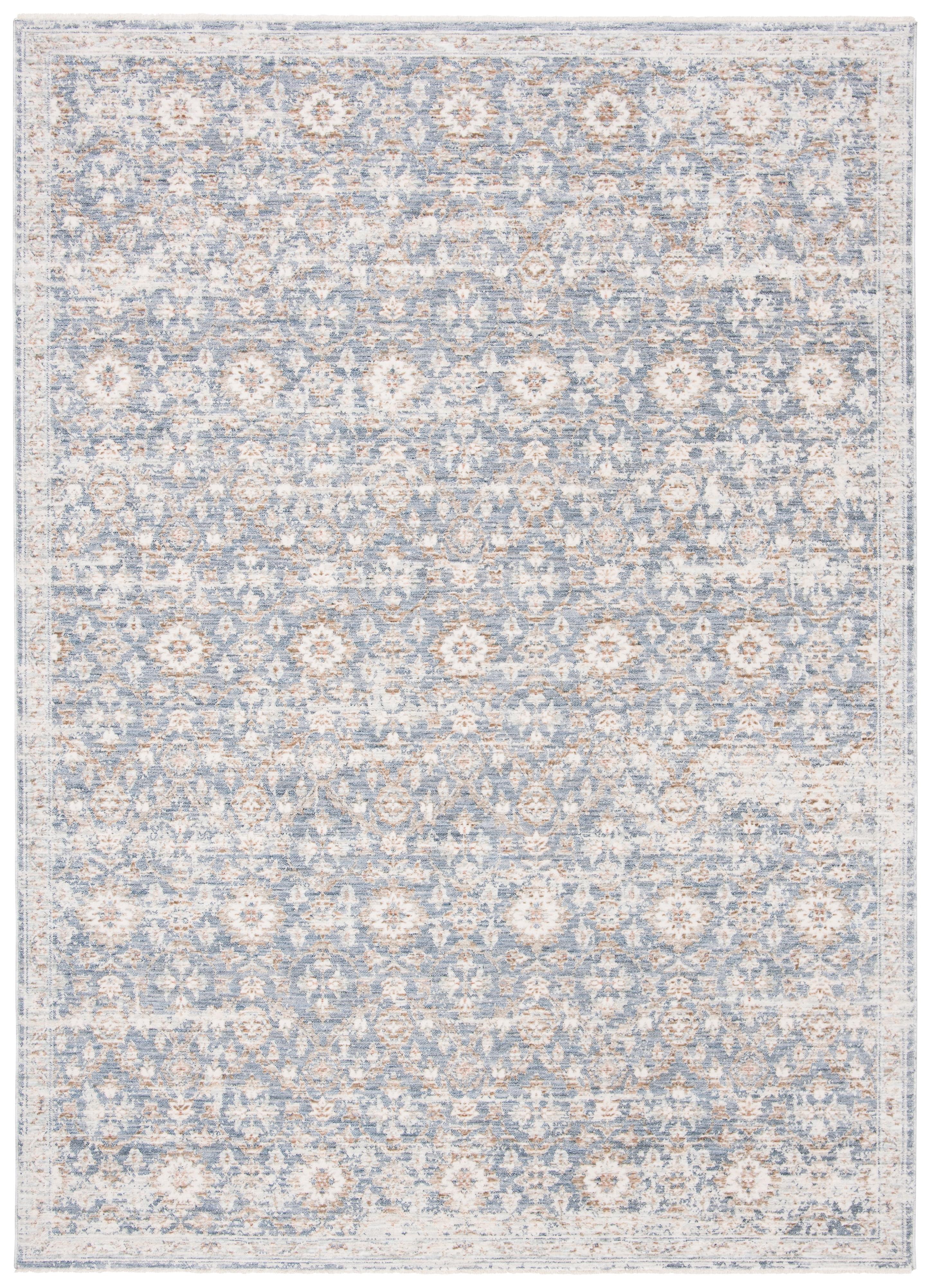 Ivory and Blue Rectangular Viscose Area Rug