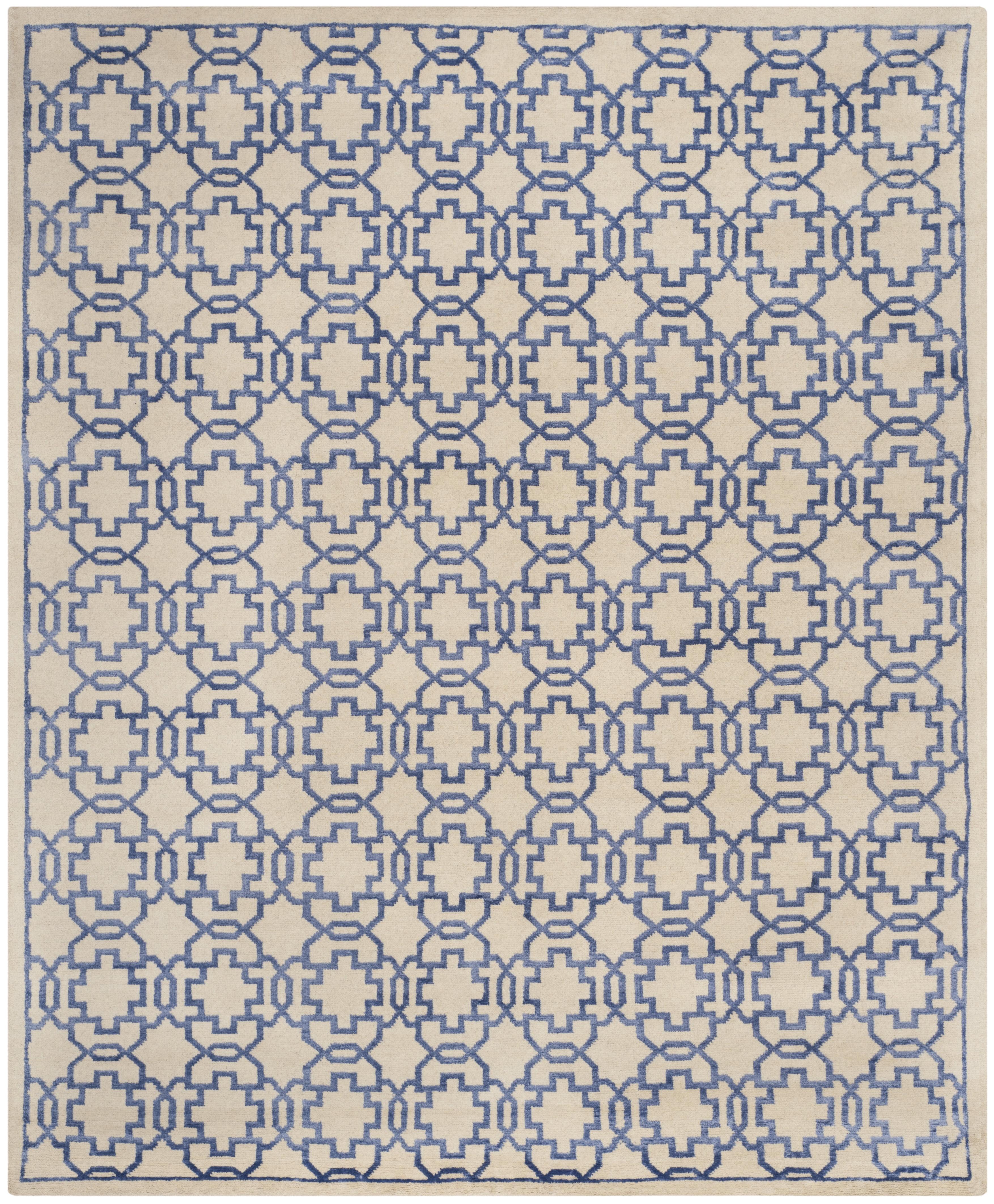 Mosaic Hand Knotted Wool And Viscose Geometric Rug