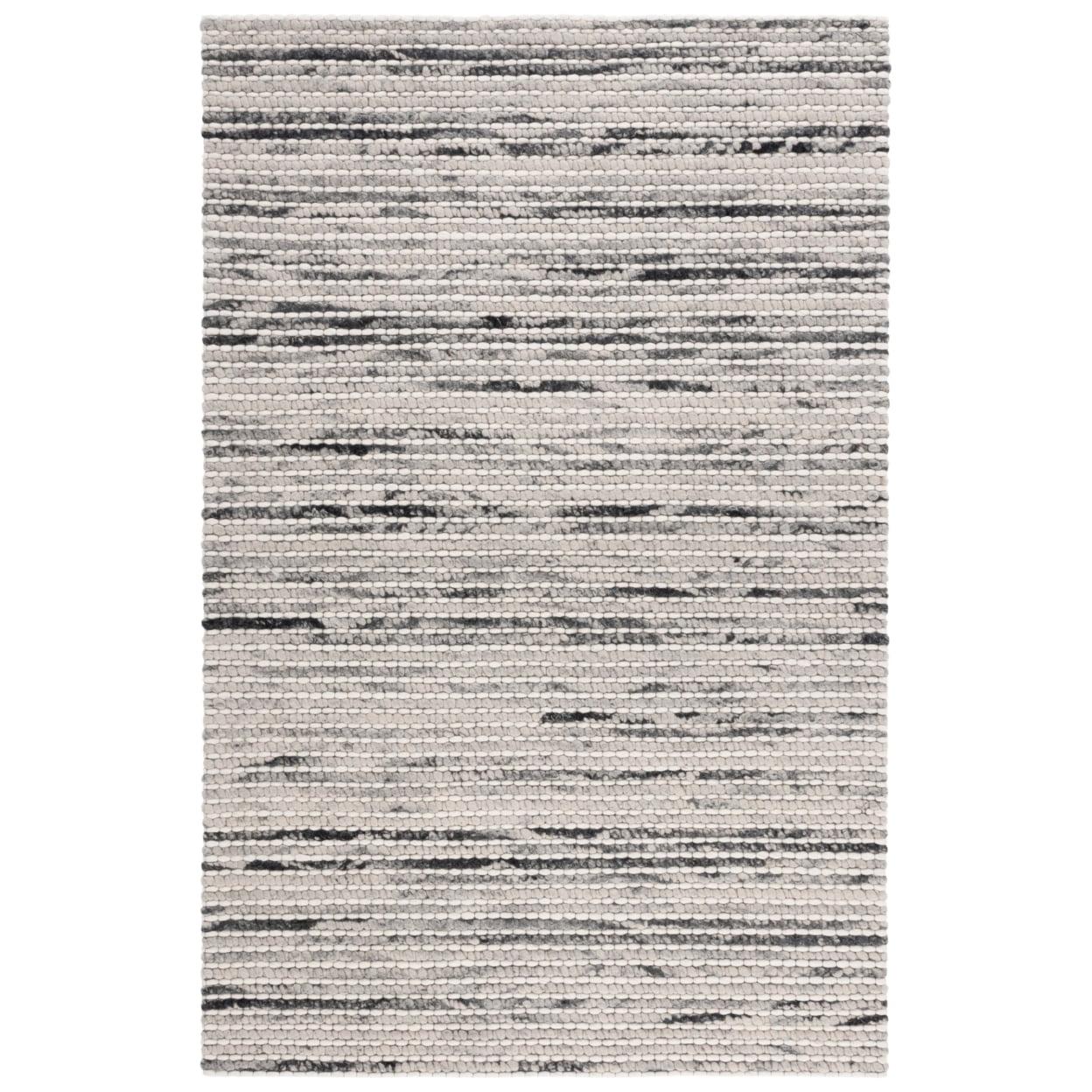 SAFAVIEH Marbella Burton Striped Wool Area Rug, Black/Ivory, 8' x 10'