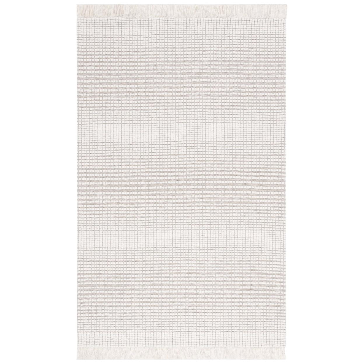 Elegant Ivory & Beige Hand-Woven Wool Area Rug - 3' x 5'