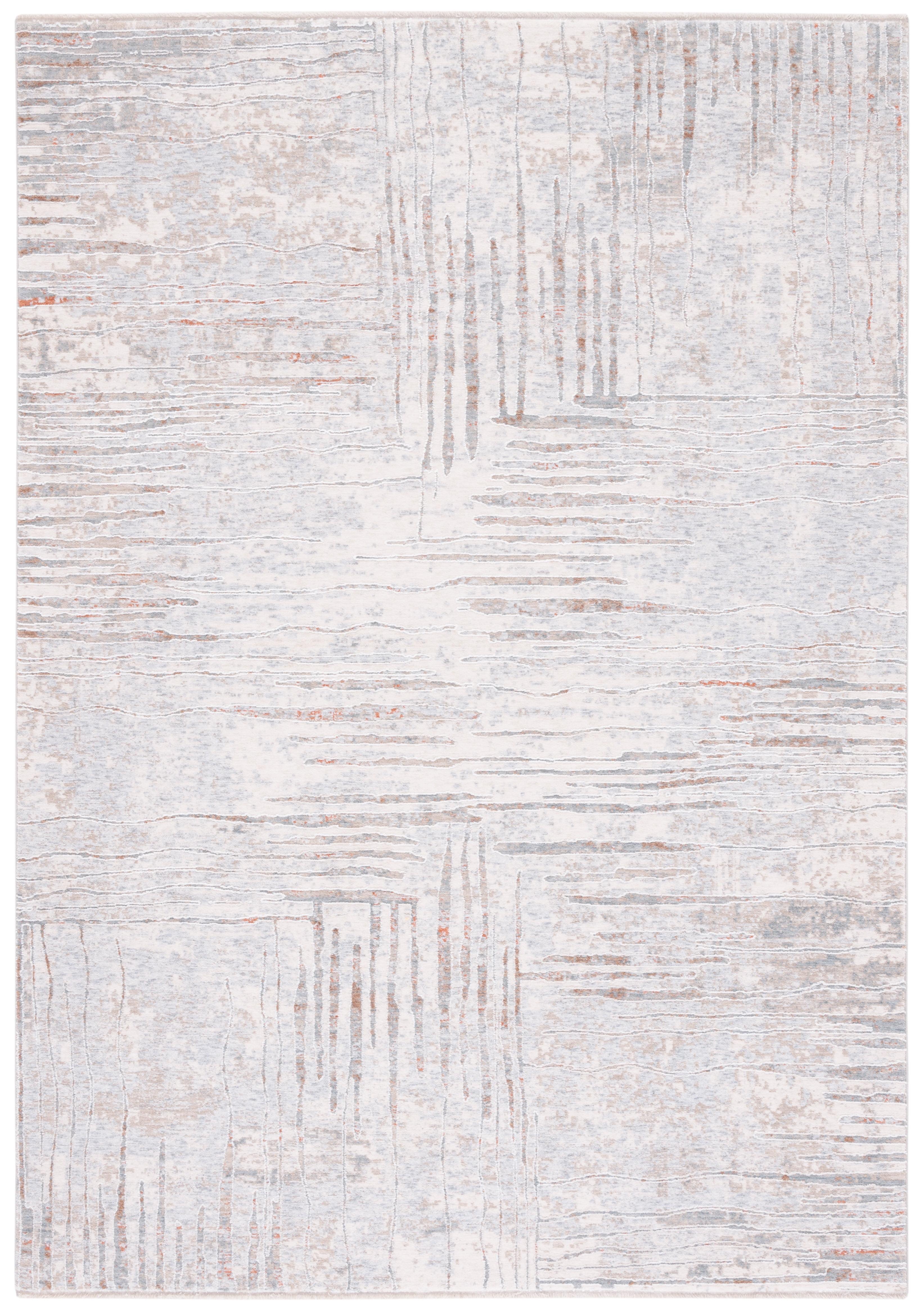 Marmara Beige and Blue Hand-Knotted Viscose Area Rug