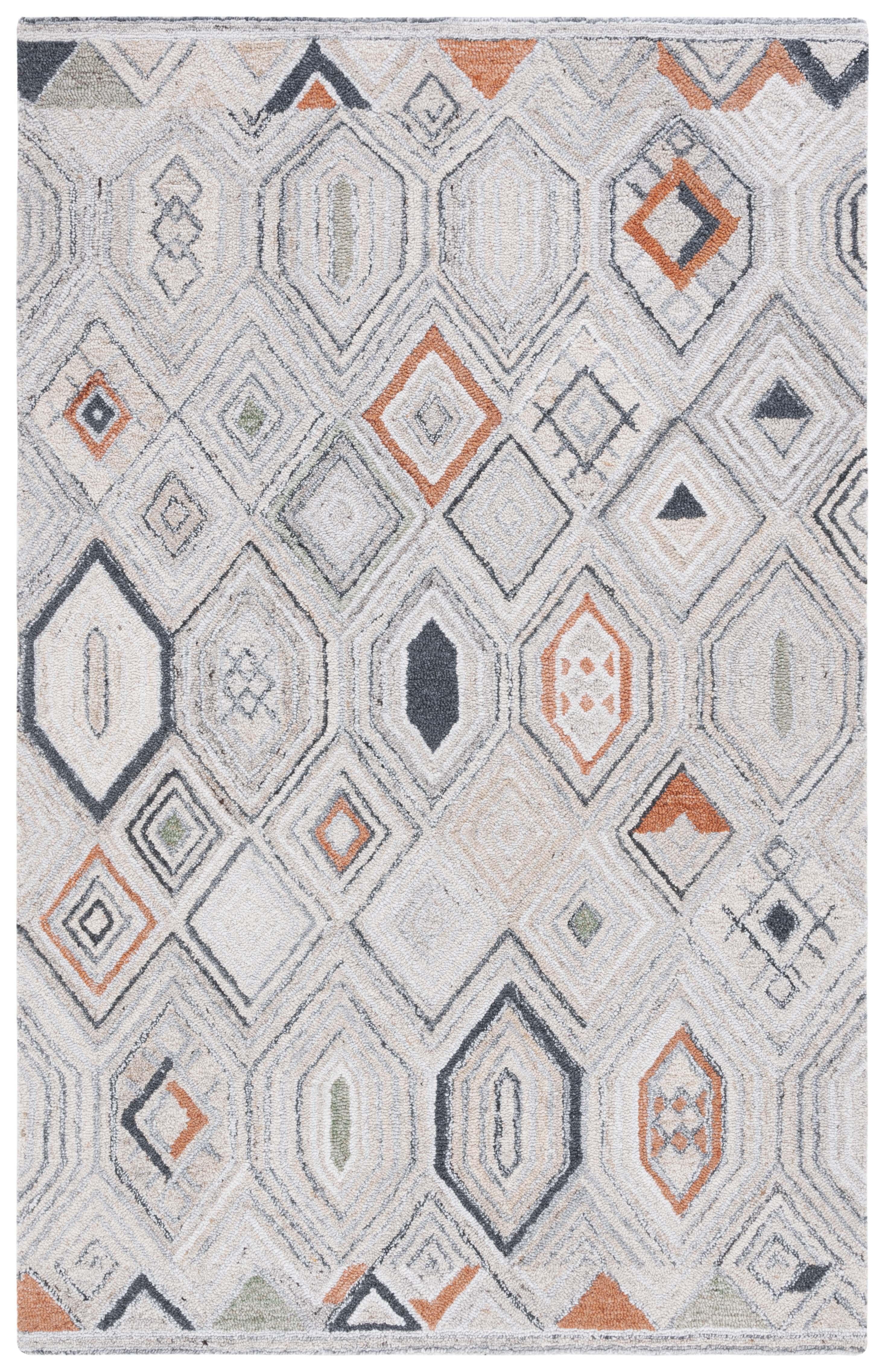 SAFAVIEH Marquee Blake Diamond Polyester Area Rug, Rust/Grey, 3' x 5'